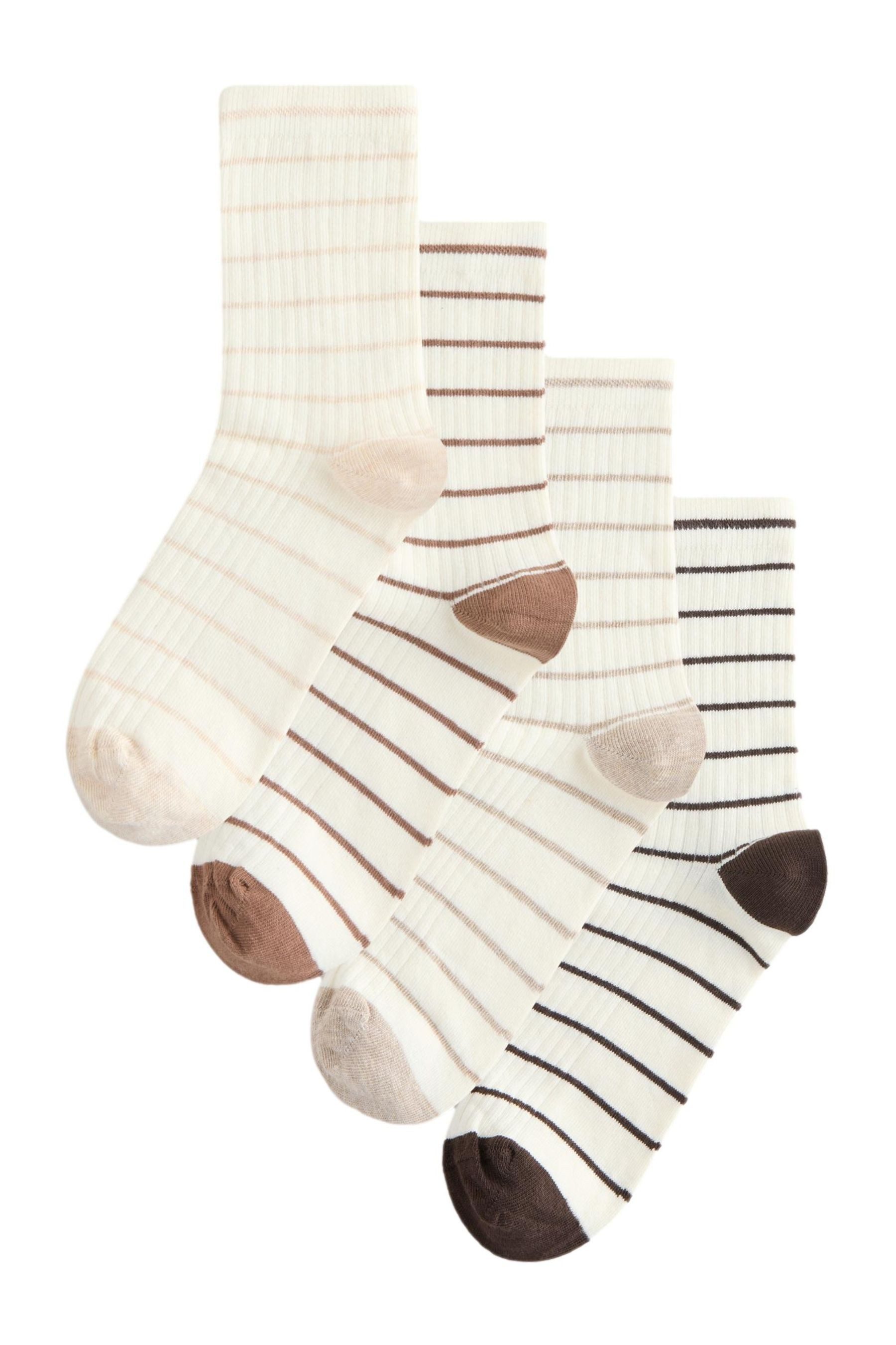 Kurzsocken Gerippte Söckchen mit Streifen im 4er-Pack