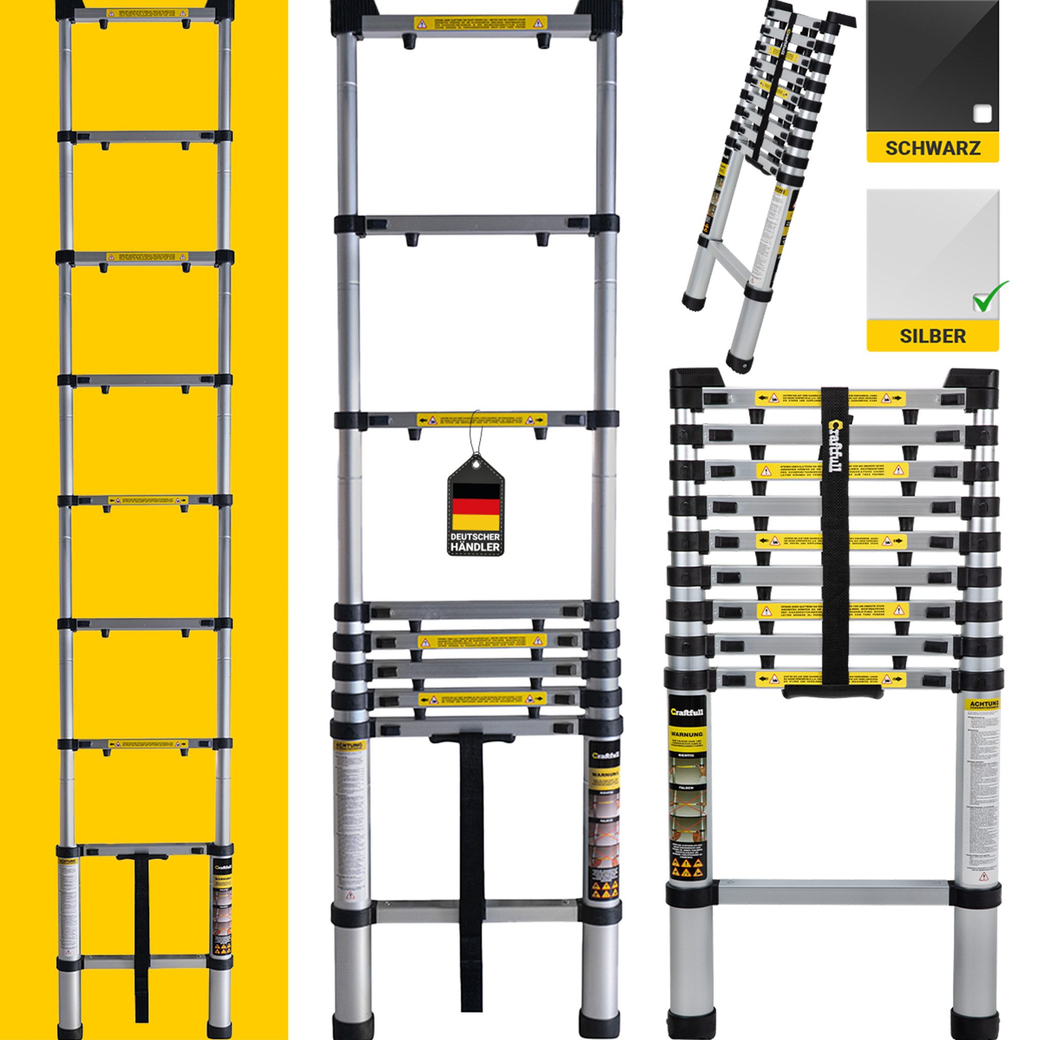 Craftfull Teleskopleiter Ausziehleiter CF-101A - 3 J. Garantie - 2 - 4.4 m günstig online kaufen