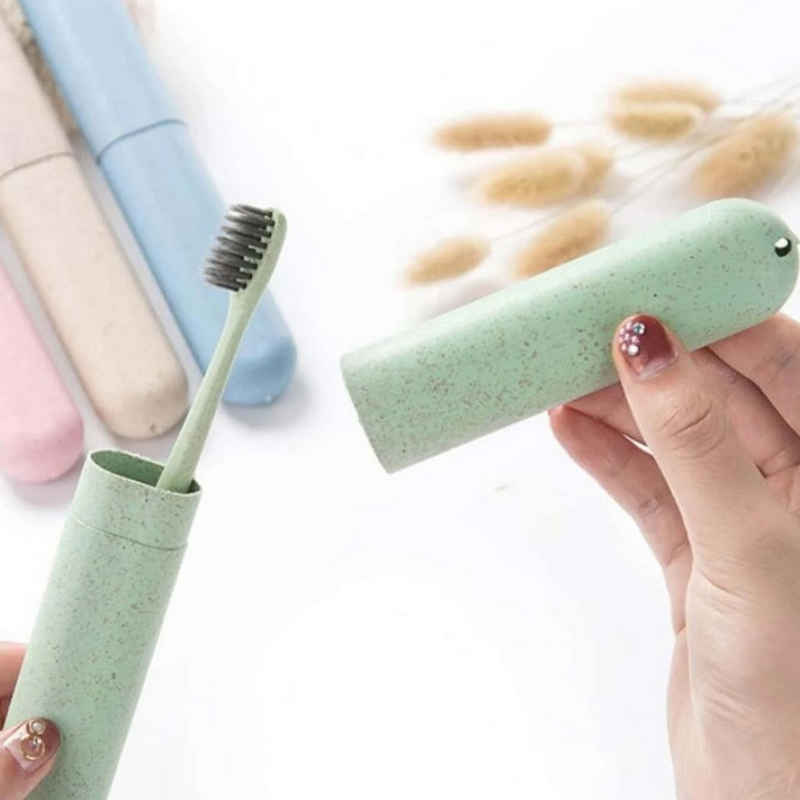 Malantis Zahnbürstenhalter »Premium Zahnbürsten Etui für Reisen in 4 Farben«, Nachhaltige Zahnbürstenbox aus Weizenstroh