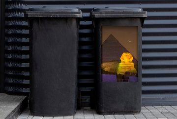 MuchoWow Wandsticker Kleiner Mond an der Sphinx von Gizeh bei Nacht in Ägypten (1 St), Mülleimer-aufkleber, Mülltonne, Sticker, Container, Abfalbehälter