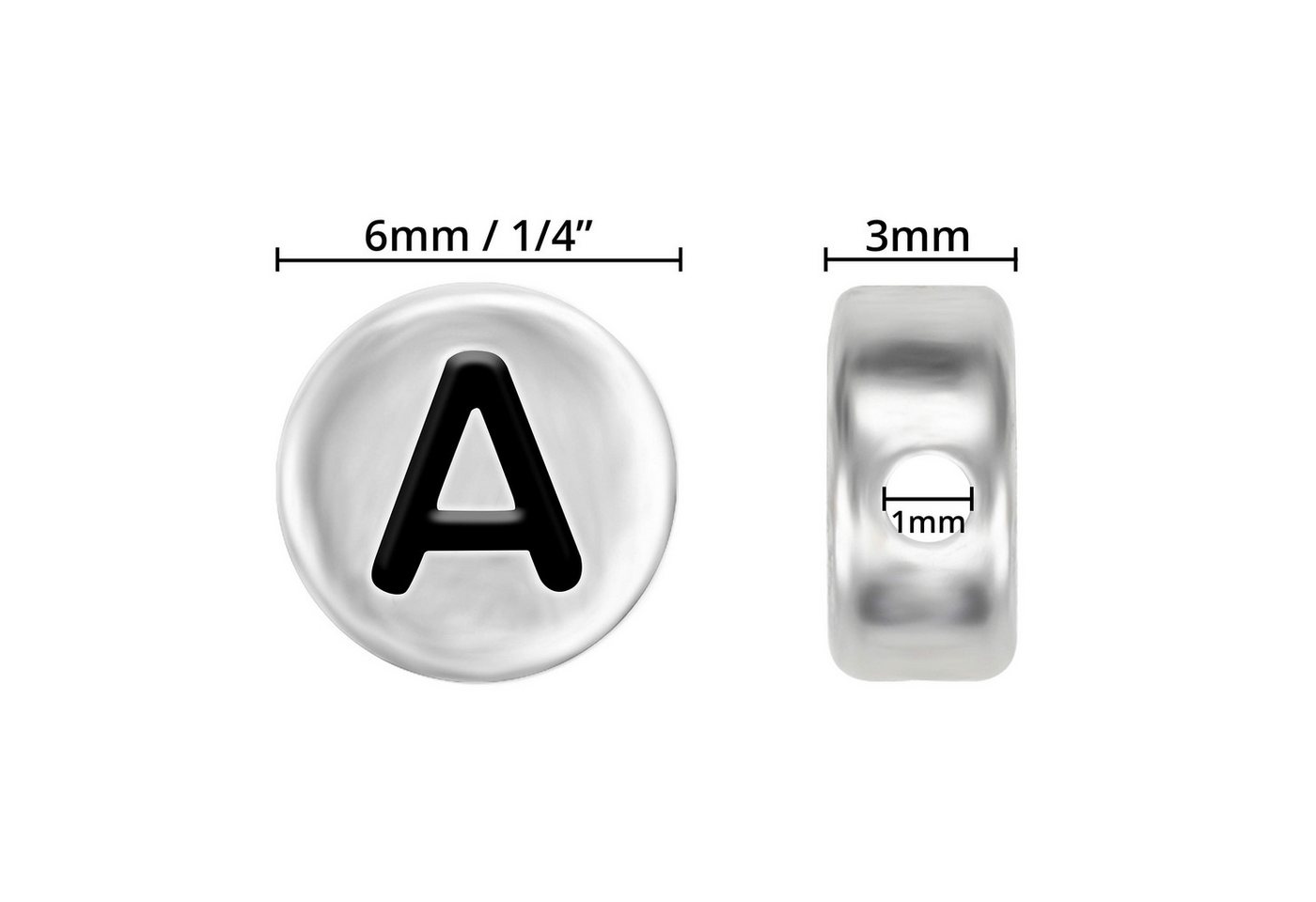 Thumbnail - Kurtzy Bastelperlen Silber Acrylperlen-Set - 1000 Stück - 6 mm - Schmuckbasteln, (1000-tlg)