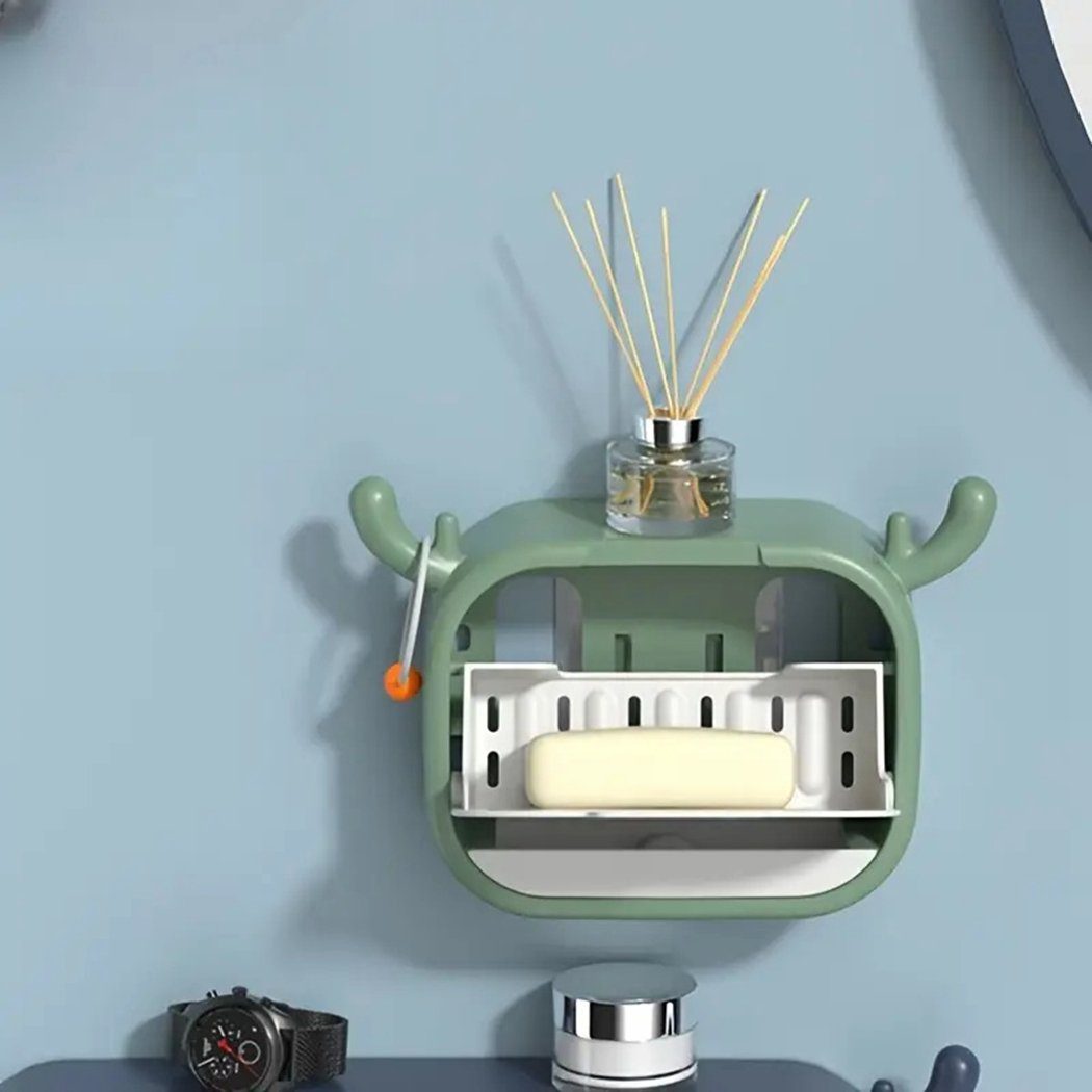 Seifenhalter TUABUR Seifenständer,Seifenständer Cartoon-Geweih-Design,Badezimmerzubehör im Blau