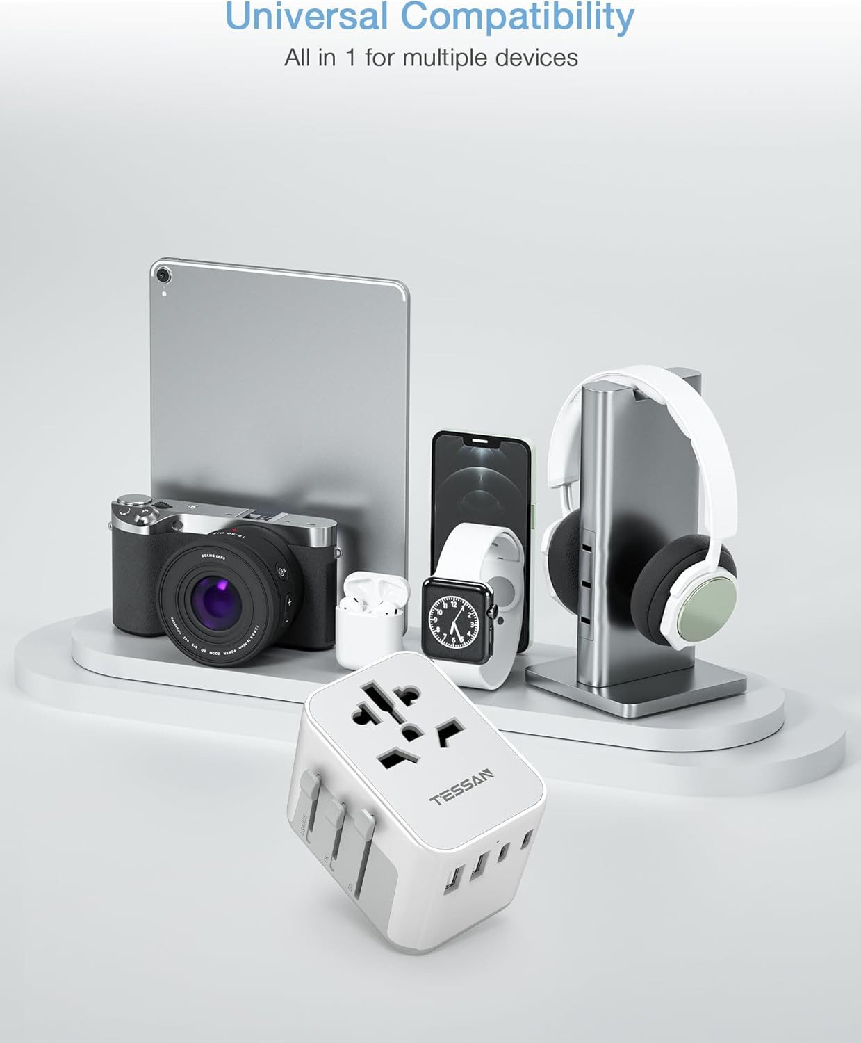 TESSAN Universal Reiseadapter Weltweit Reisestecker mit 2 USB A für USA Reiseadapter