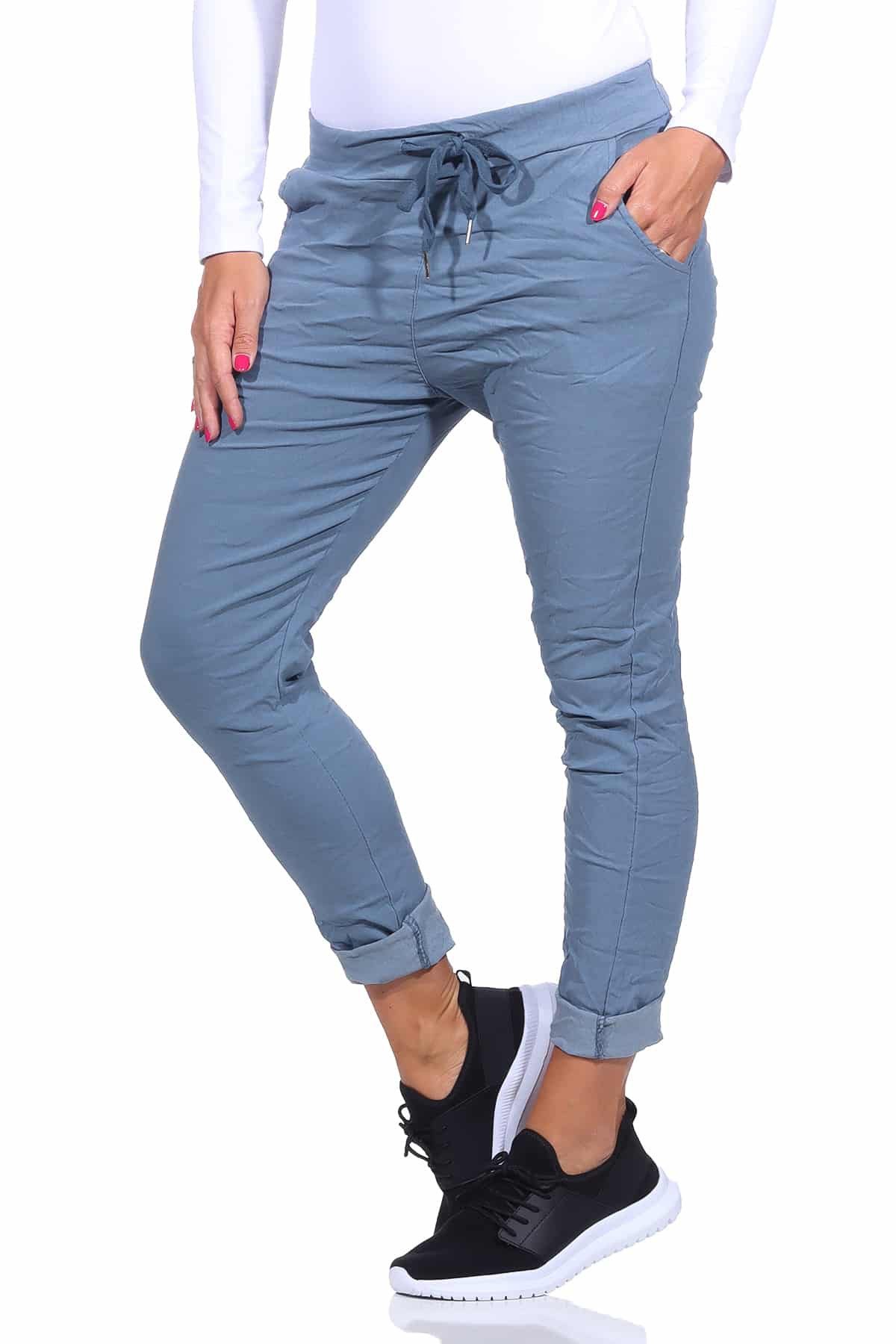 OriginalYou Schlupfhose Damen Freizeithose mit Stretch Schlupfhose Knitterlook Chino Pants in Größe 36-48 erhältlich, moderner Knitterlook, elastischer Bund