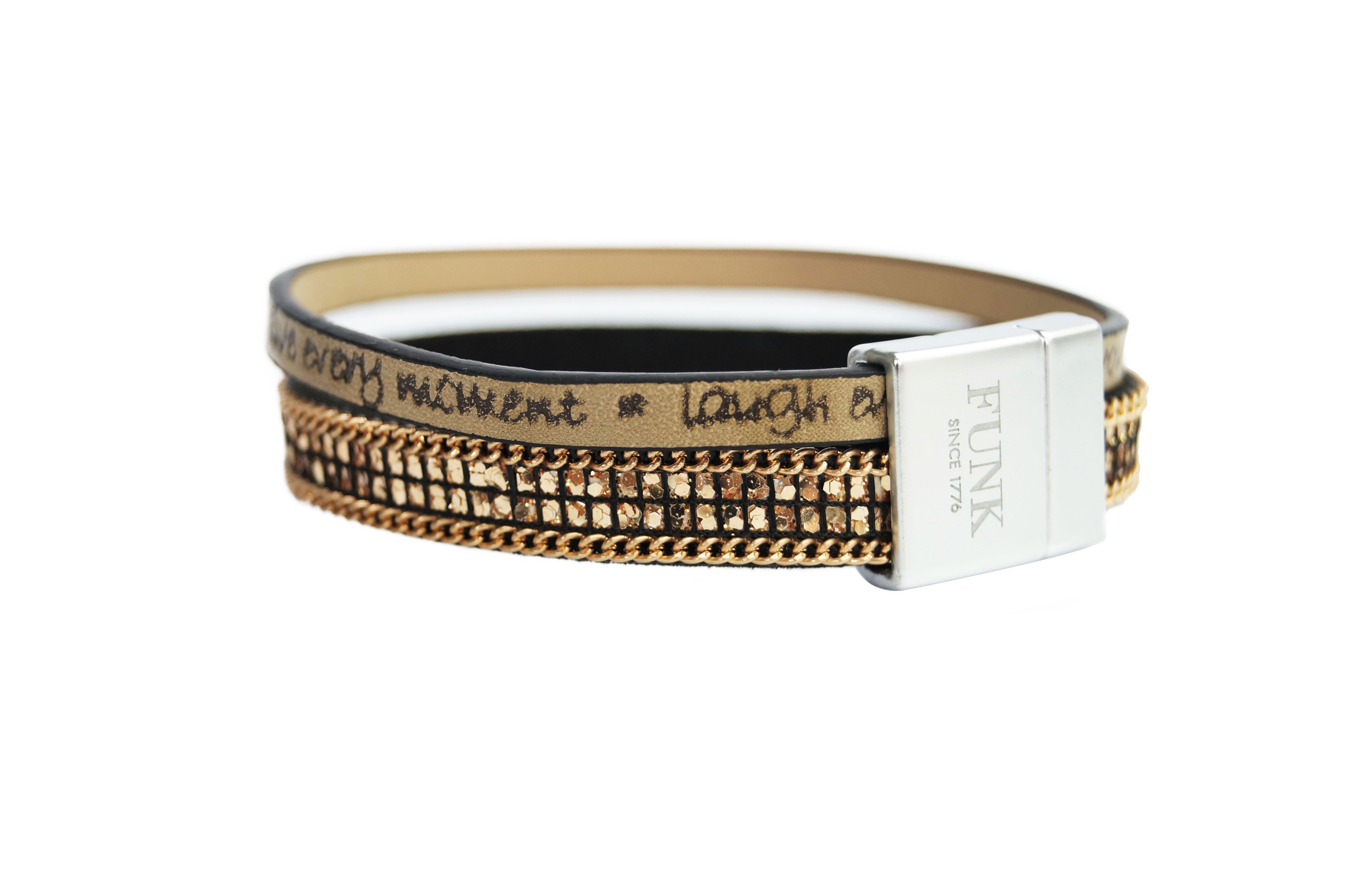 FUNK since 1776 Wickelarmband Golden Look Wickelarmband, mit Magnetverschluss