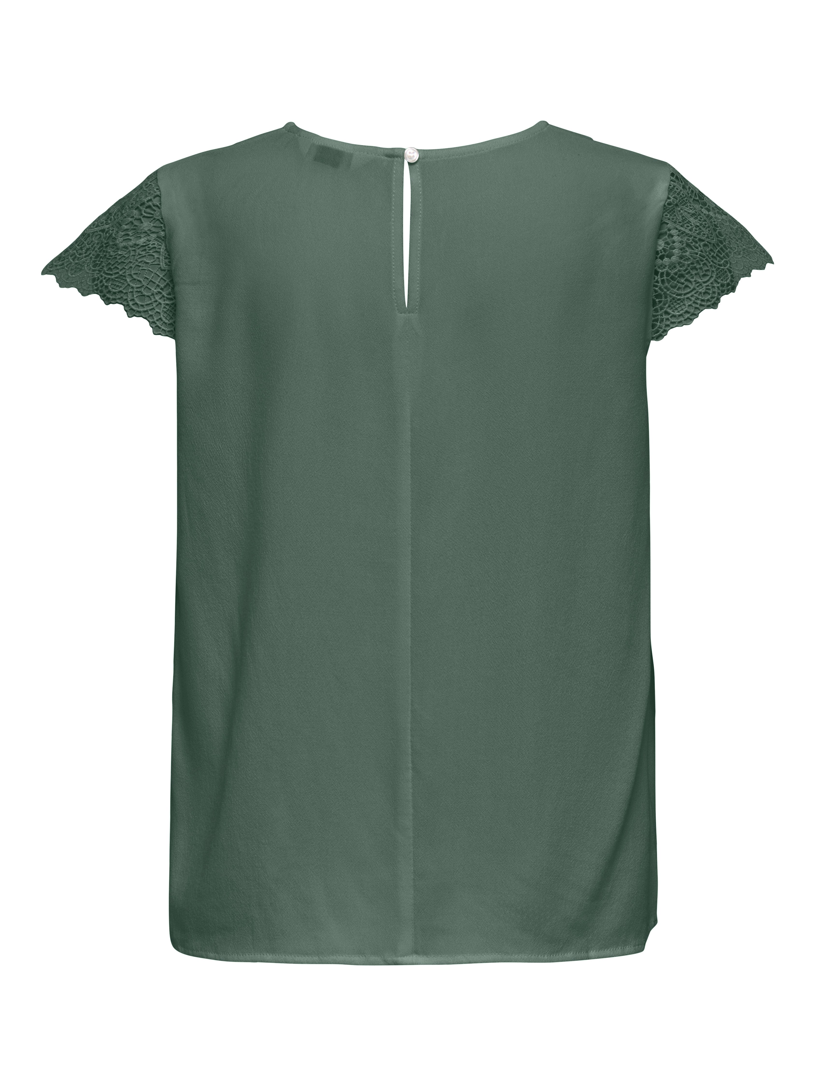 ONLY Kurzarmbluse ONLELVA-VIA S/S DETAIL TOP WVN CS FR Viskose, Spitze