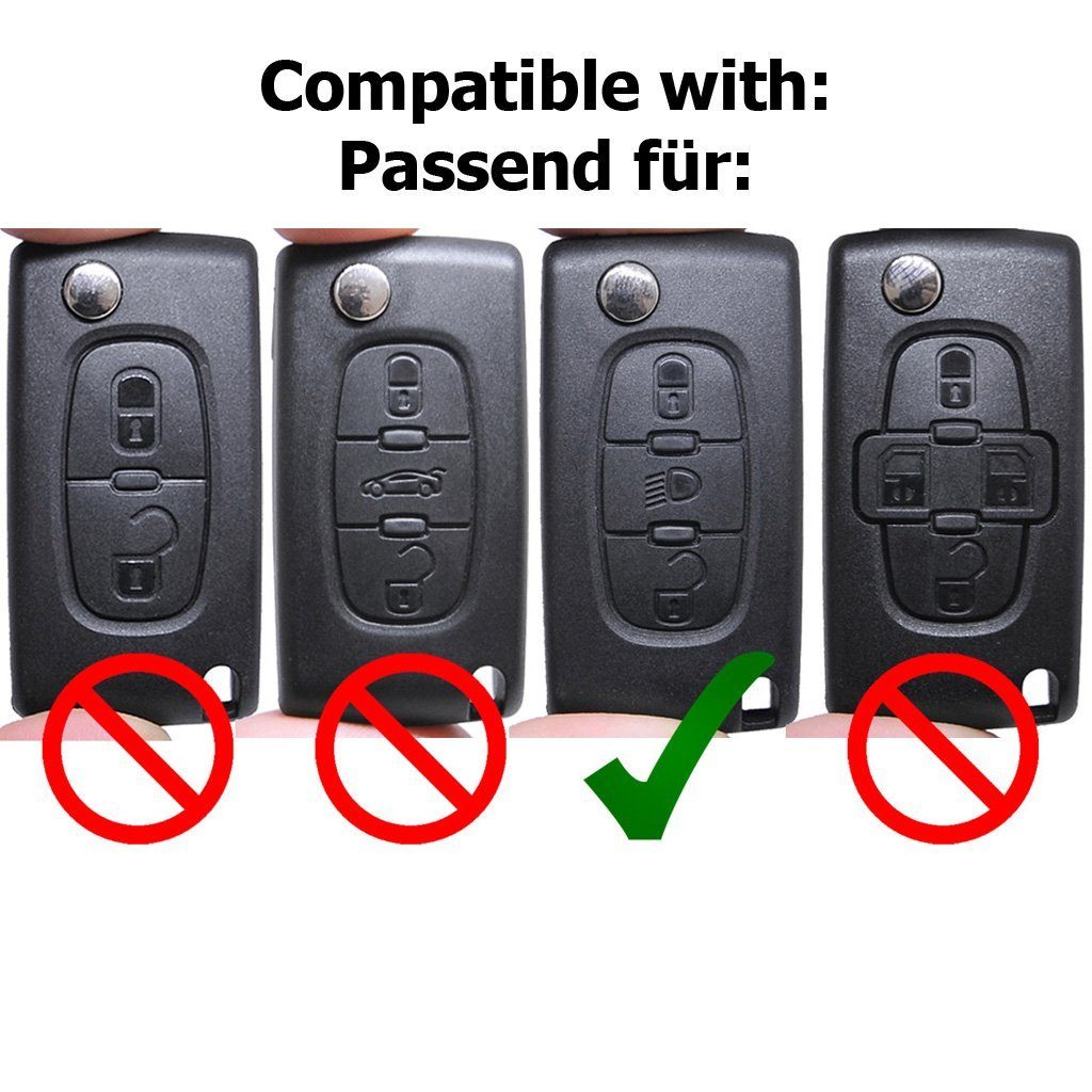 Citroen Blau, Tasten Dispatch Schutzhülle mt-key Klappschlüssel C8 Picasso Silikon 3 Softcase C5 Autoschlüssel für Jumpy Schlüsseltasche C4