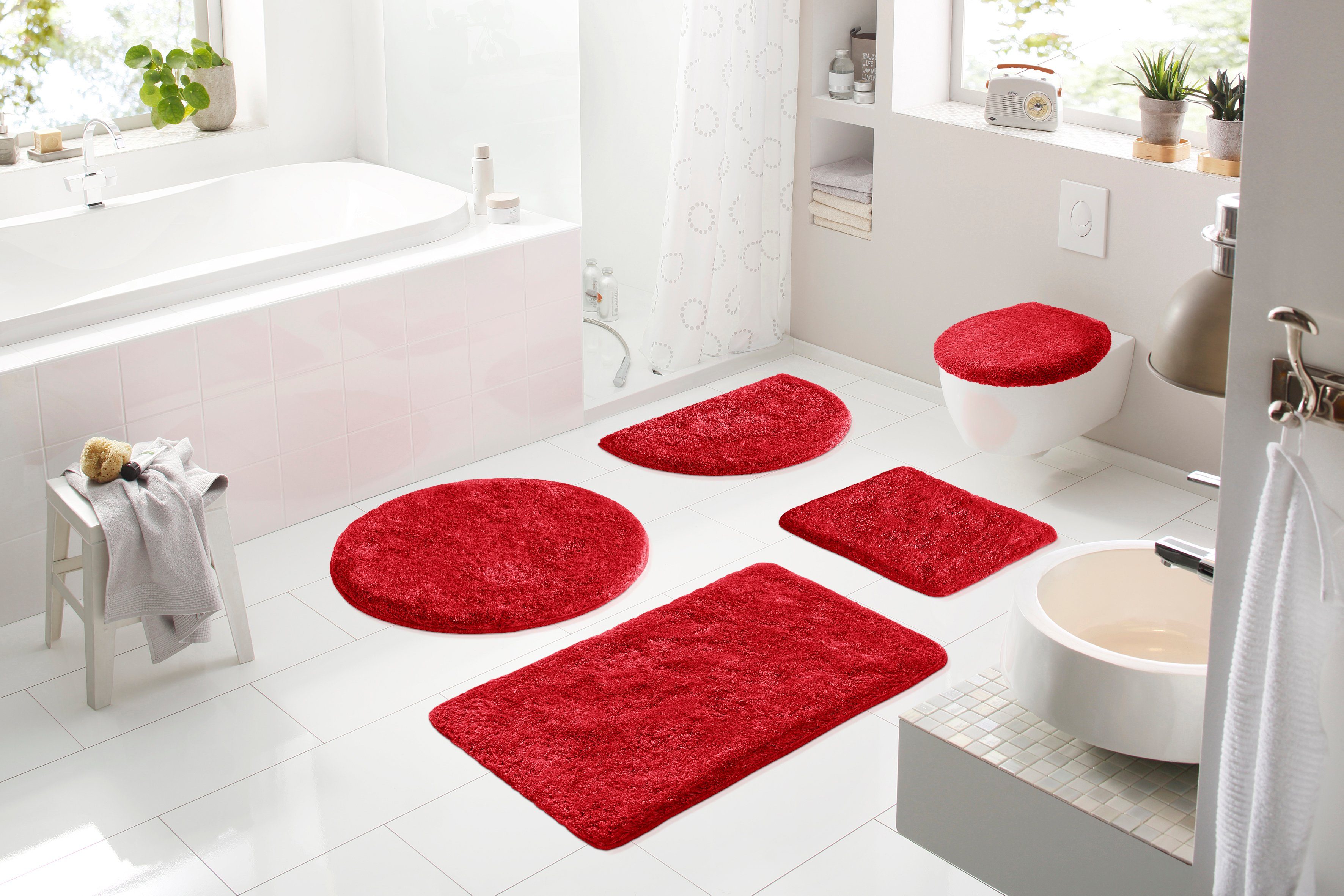 Grund Badematte Melos, Badvorleger, Badezimmer Teppich, sehr weich, Höhe 27 mm, rutschhemmend beschichtet, fußbodenheizungsgeeignet, Kunstfaser, rechteckig, melierte Optik, sehr weicher Flor, Melange-Effekt, Made in Europe