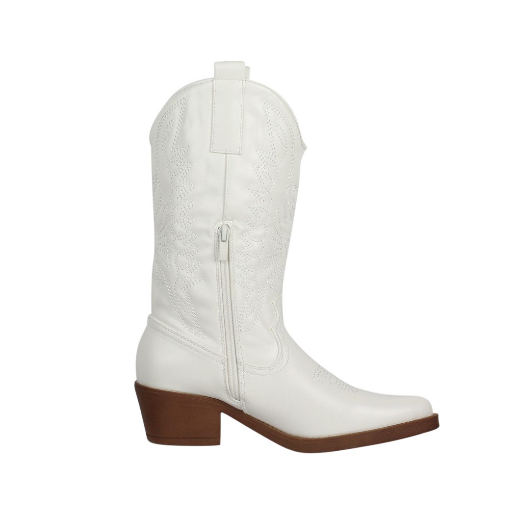 Elara Damen Western Boots mit Blockabsatz und Western-Stickerei Cowboystiefel