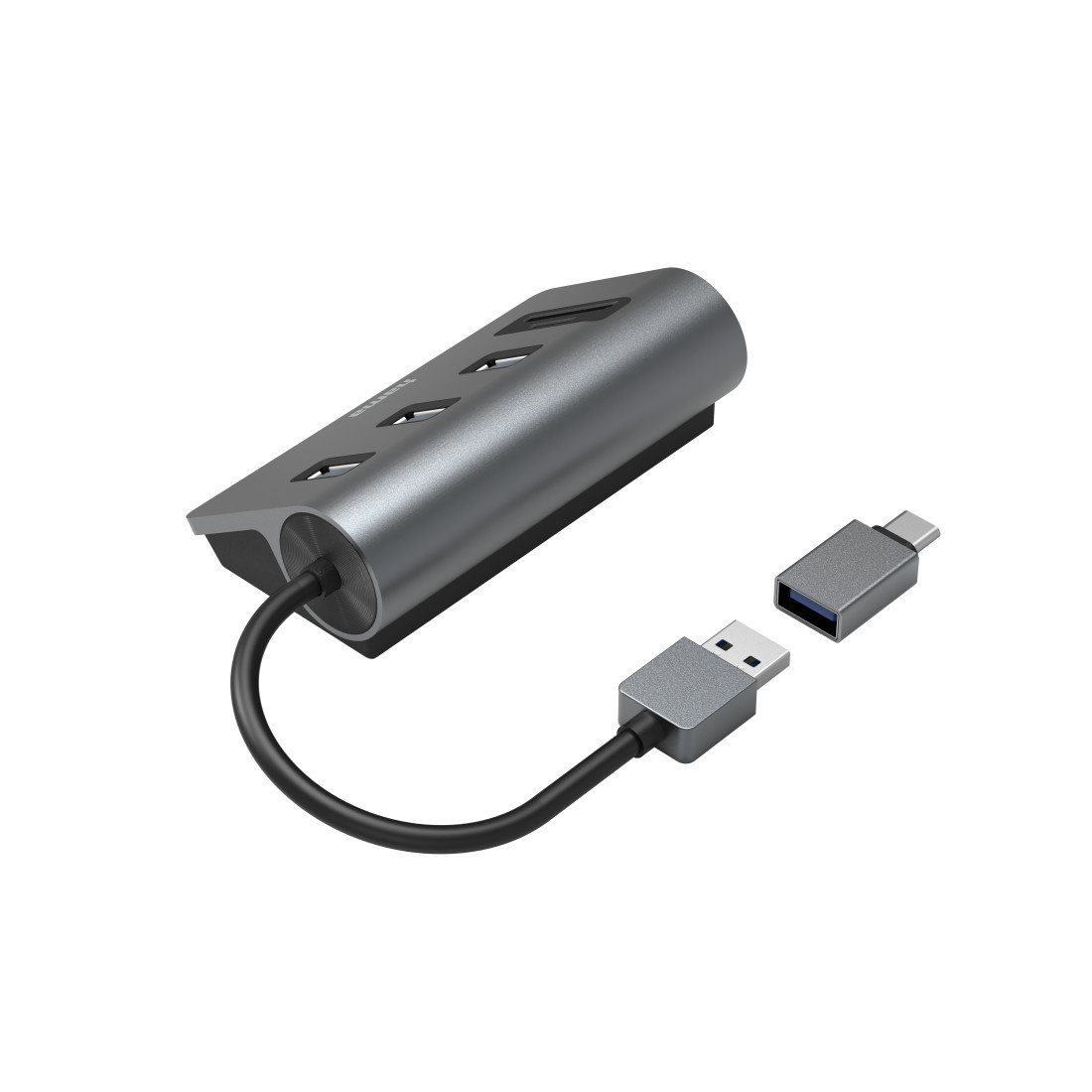 Hama USB Hub Kartenleser, 5 Ports, 3x USB A, SD, microSD, USB C Adapter USB-Adapter USB Typ A, USB-C
