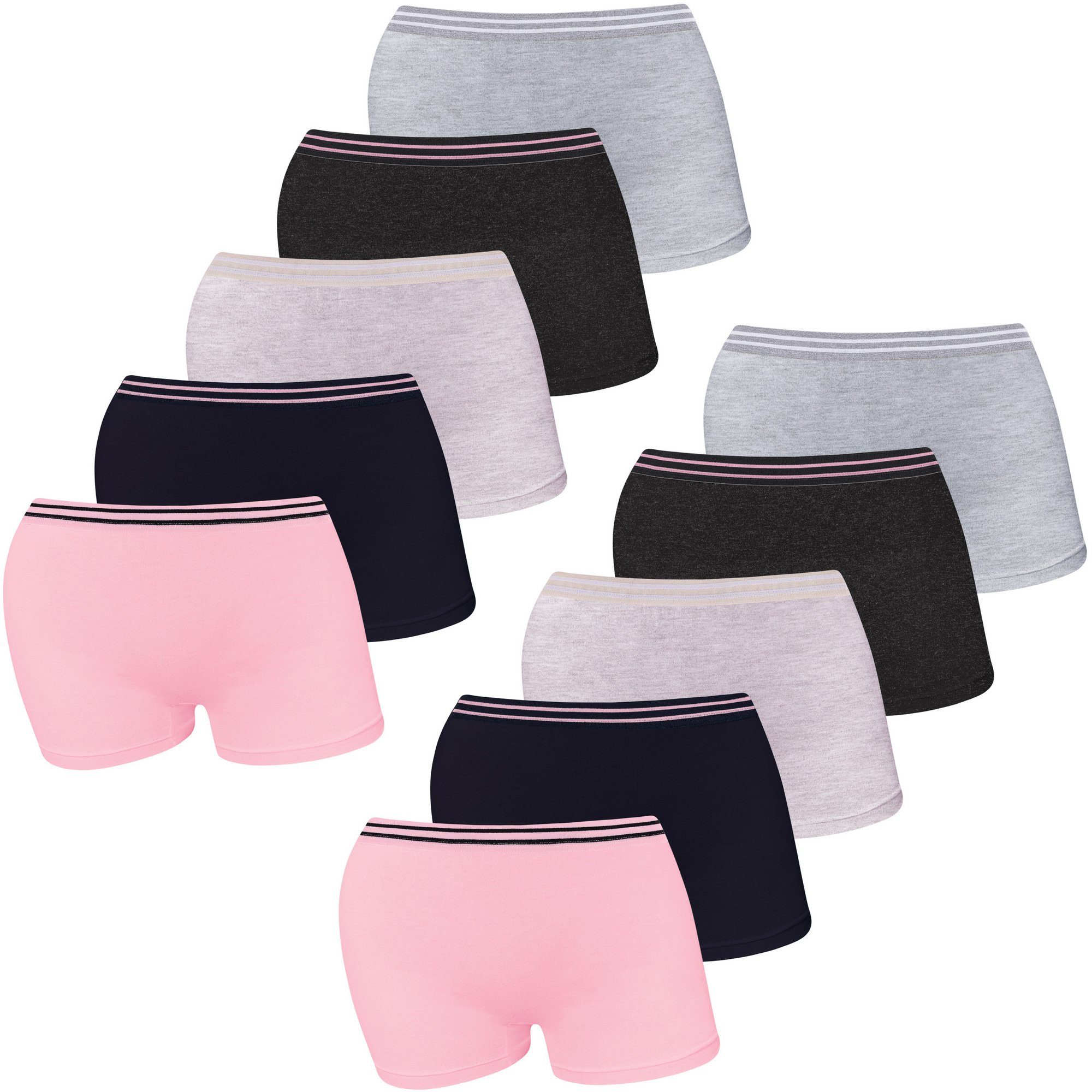 LOREZA Panty 10er Set Pantys Boxershorts - Streifen (Spar-Packung, 10-St)