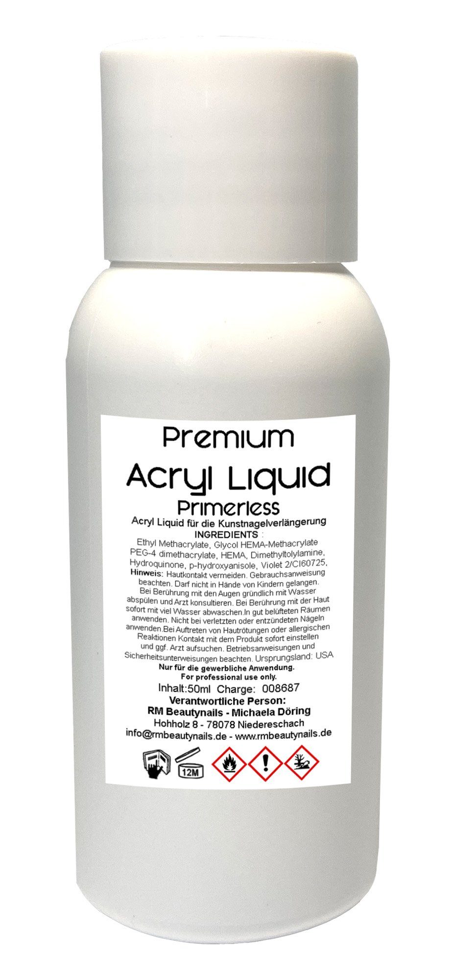 RM Beautynails Kunstfingernägel Acryl Set 1 Nagelset Starterset 50ml Liquid Acrylpuder Pulver Feile, Starter Set 1-tlg., Bei einer Acrylmodellage benötigen Sie keine UV-Lampe, Acry Modellage Set in Studio Qualität