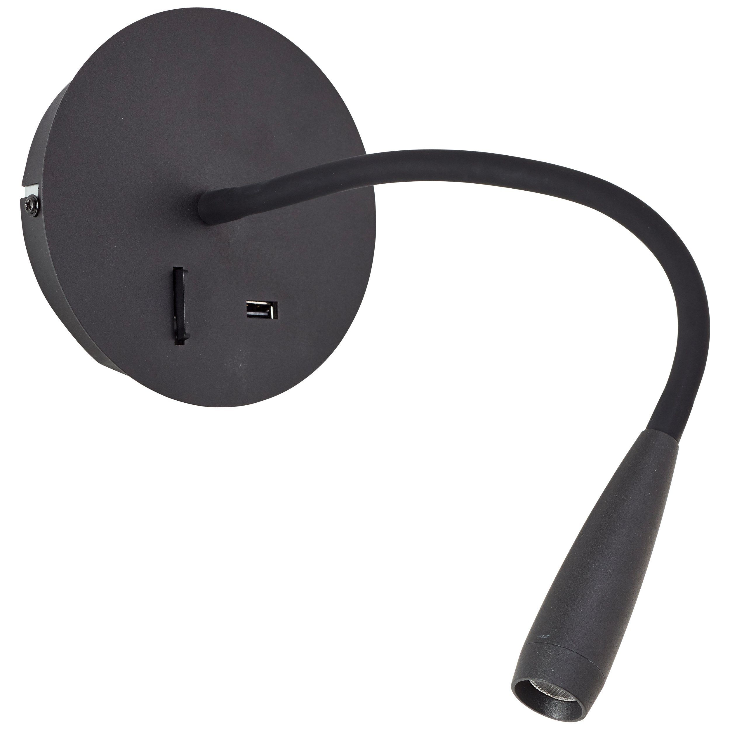Jutta, flexibler integriert, LED 170 lm, Brilliant 3000 USB-Anschluss, Wandstrahler LED Warmweiß, schwarz K, fest Lesearm,