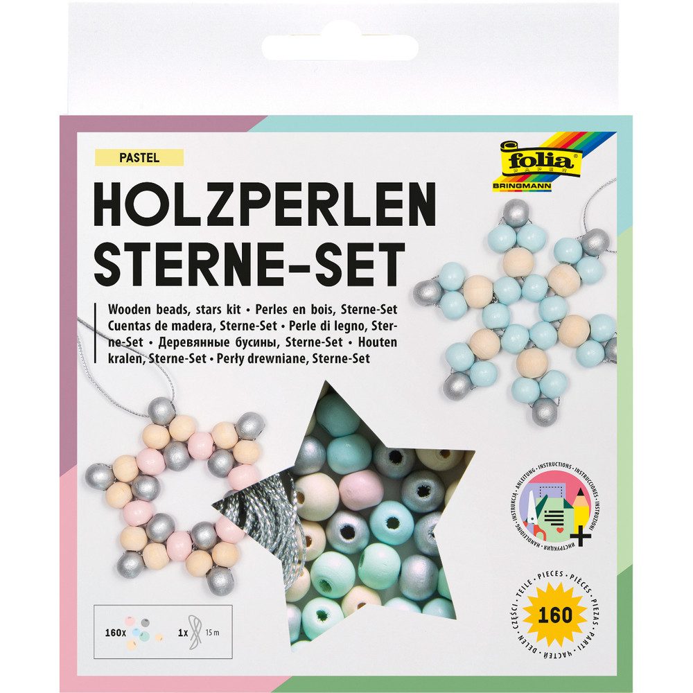 Bastelperlen Holzperlen Sterne-Set Pastell