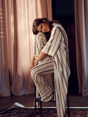 Essenza Kimono Ilona Meryl, Langform, Modal, Kimono-Kragen, Gürtel, aus Modal mit Streifen