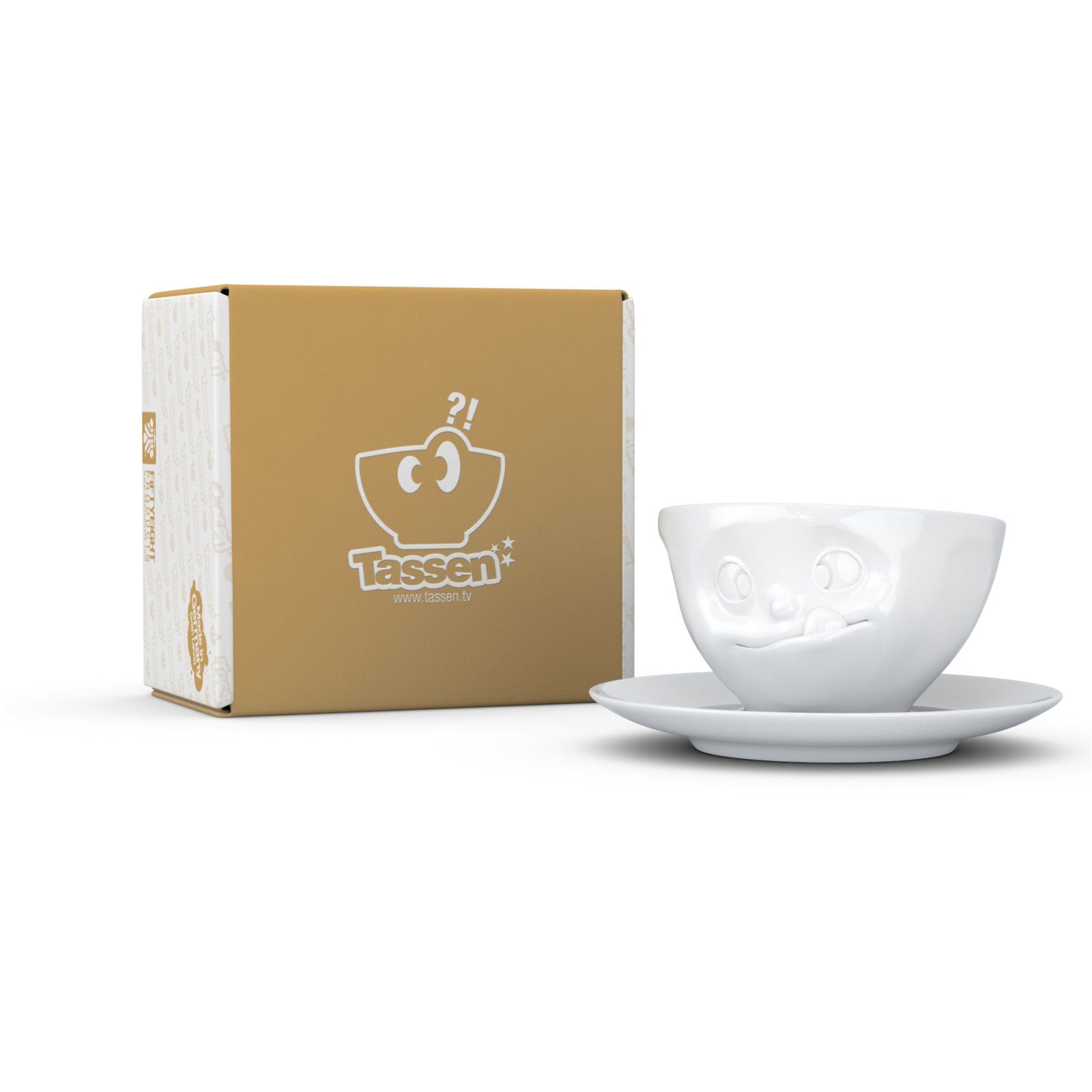 FIFTYEIGHT PRODUCTS Tasse Tasse Lecker weiß - 200 ml - Kaffeetasse Weiß