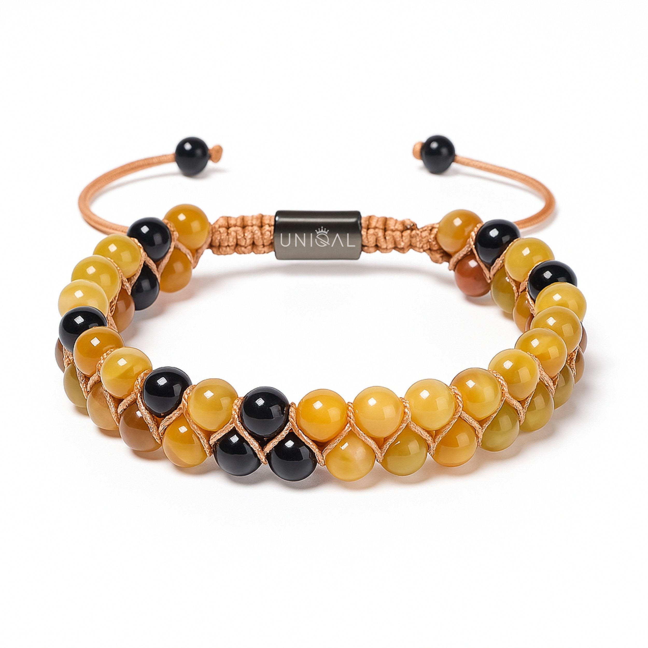 UNIQAL.de Perlenarmband aus Naturstein – zweireihig, 6 mm, Unisex (Edelstah günstig online kaufen