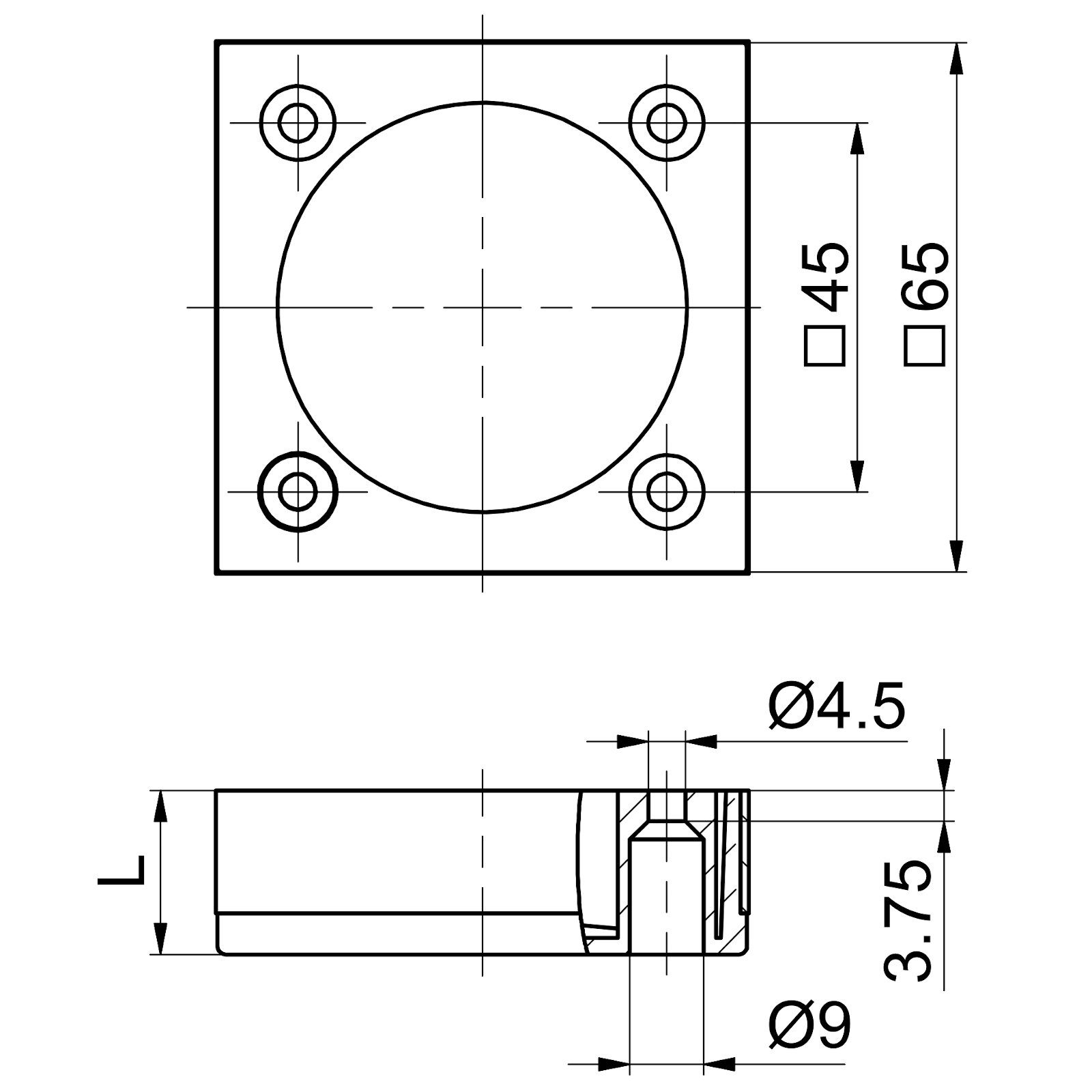 25-35 Set Höhe: Chrom x SO-TECH® poliert Möbelfüße 4er MOTEL mm 65 mm 65 Möbelfuß