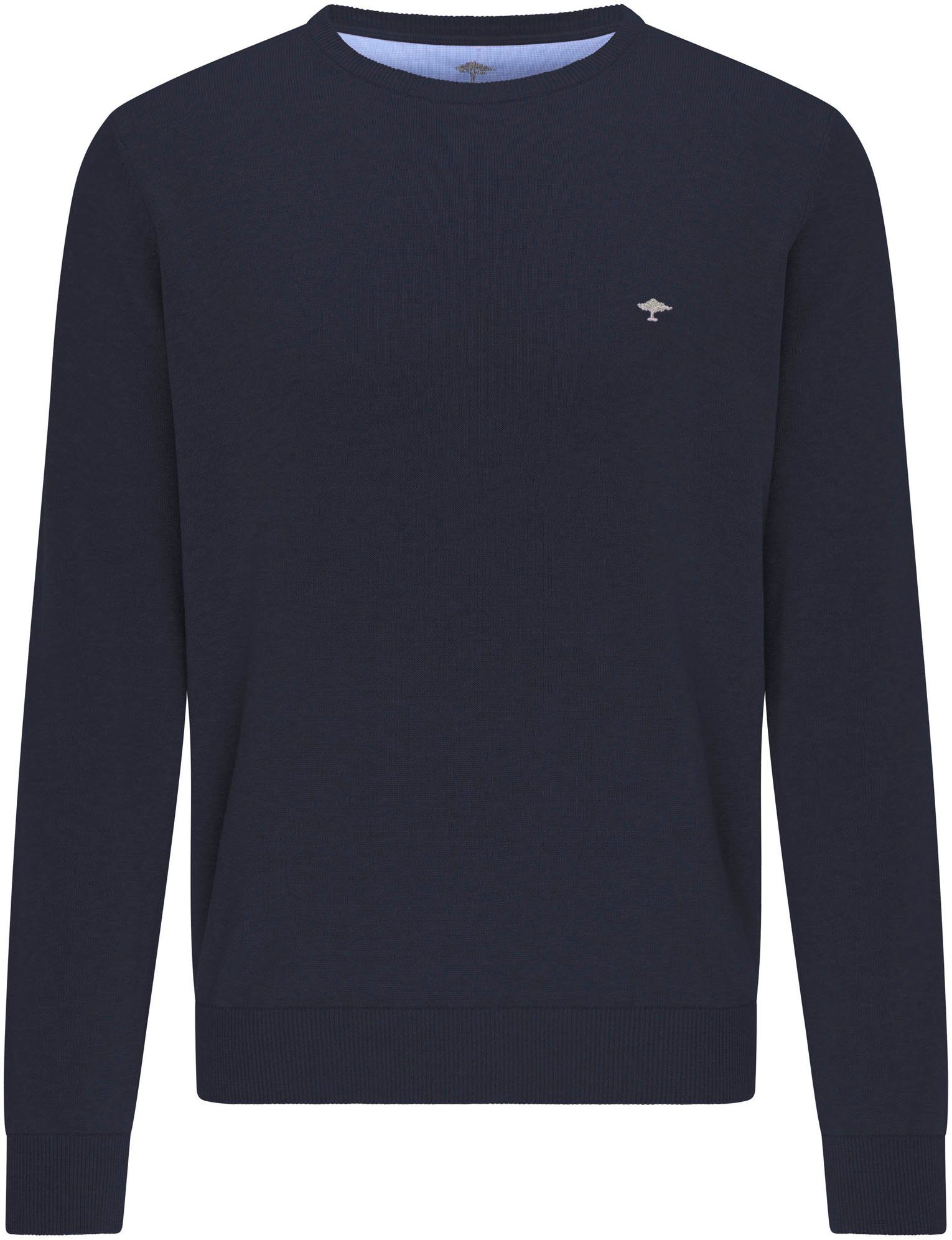 FYNCH-HATTON Strickpullover FYNCH-HATTON Langarmpullover (1-tlg) mit Logostickerei navy