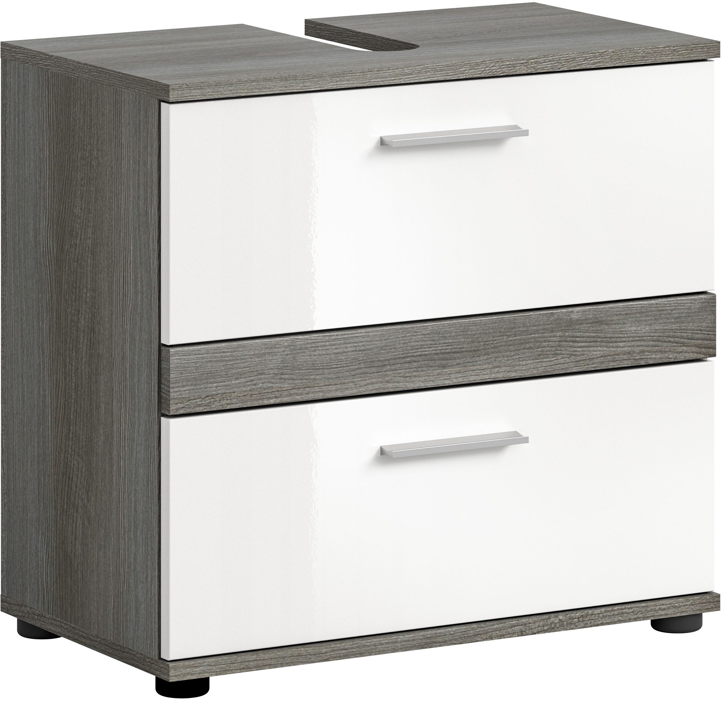 welltime Waschbeckenunterschrank LUCCA, Breite 60 cm, 2 Schubkästen, hochwertige MDF Front Badschrank, Bad-Möbel, Badezimmer