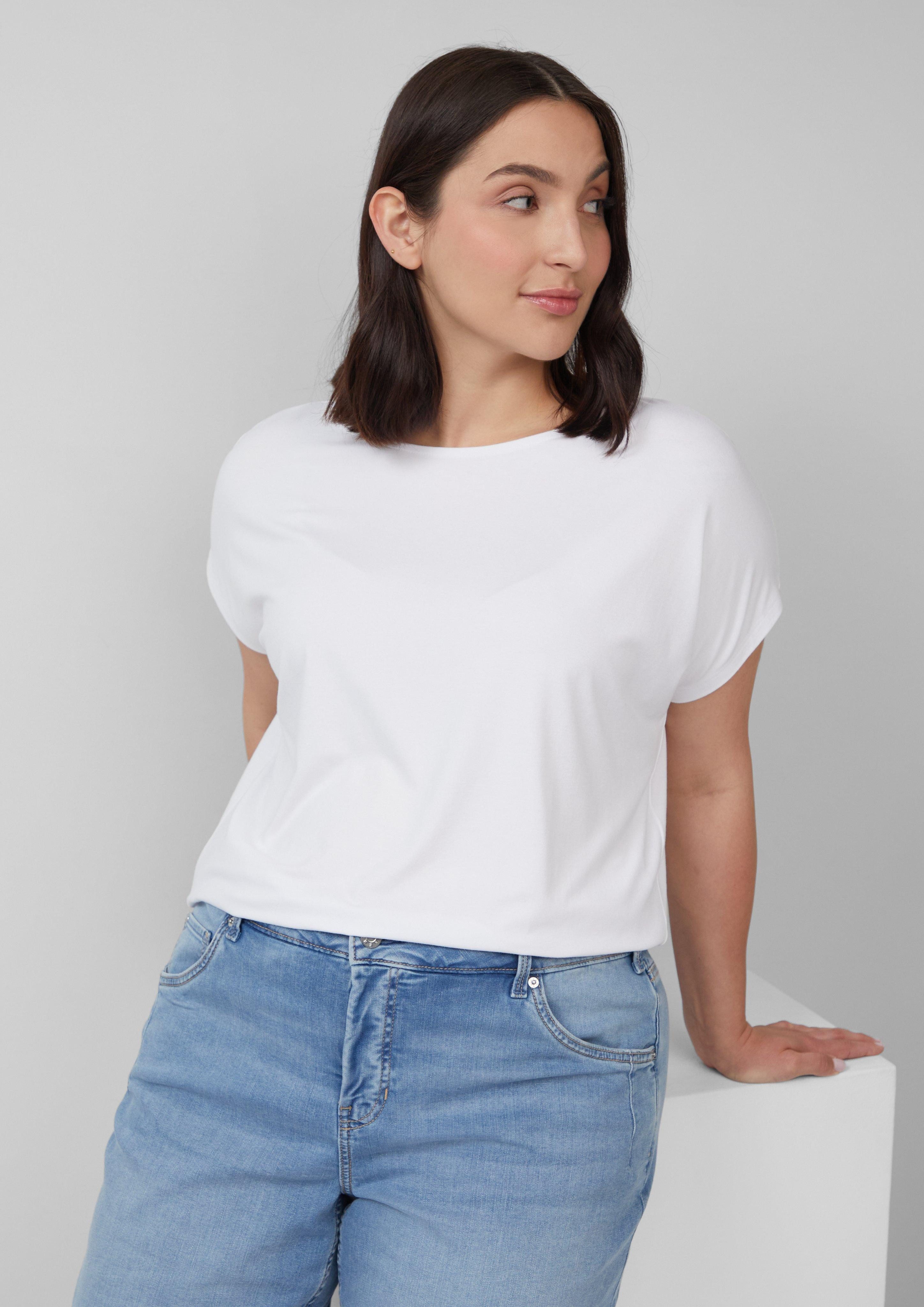 s.Oliver Kurzarmshirt Fließendes Jersey-Shirt mit überschnittenen günstig online kaufen