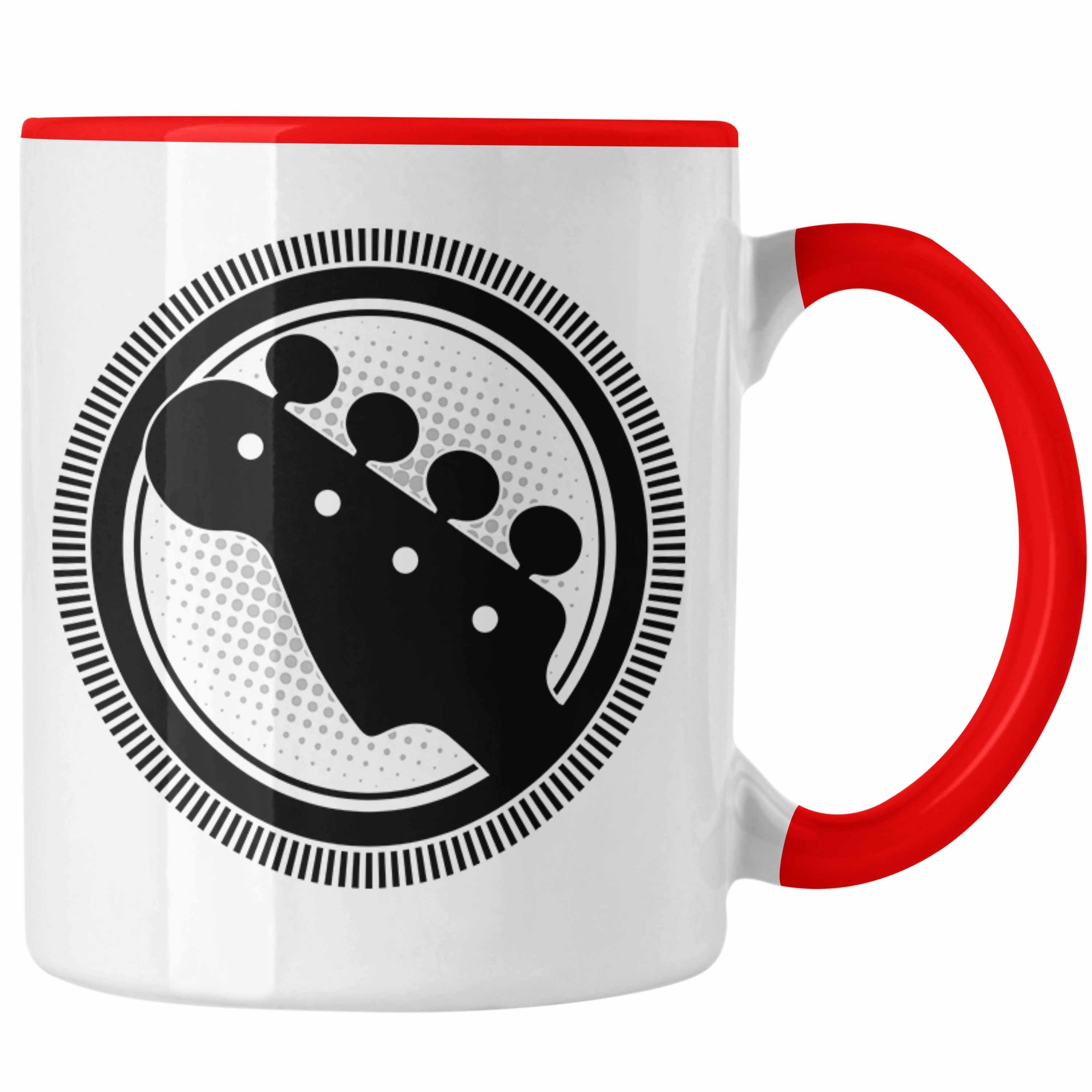 Trendation Tasse Gitarrenspieler Tasse Spruch Rot Kaffee-Bech Gitarre Geschenkidee Geschenk