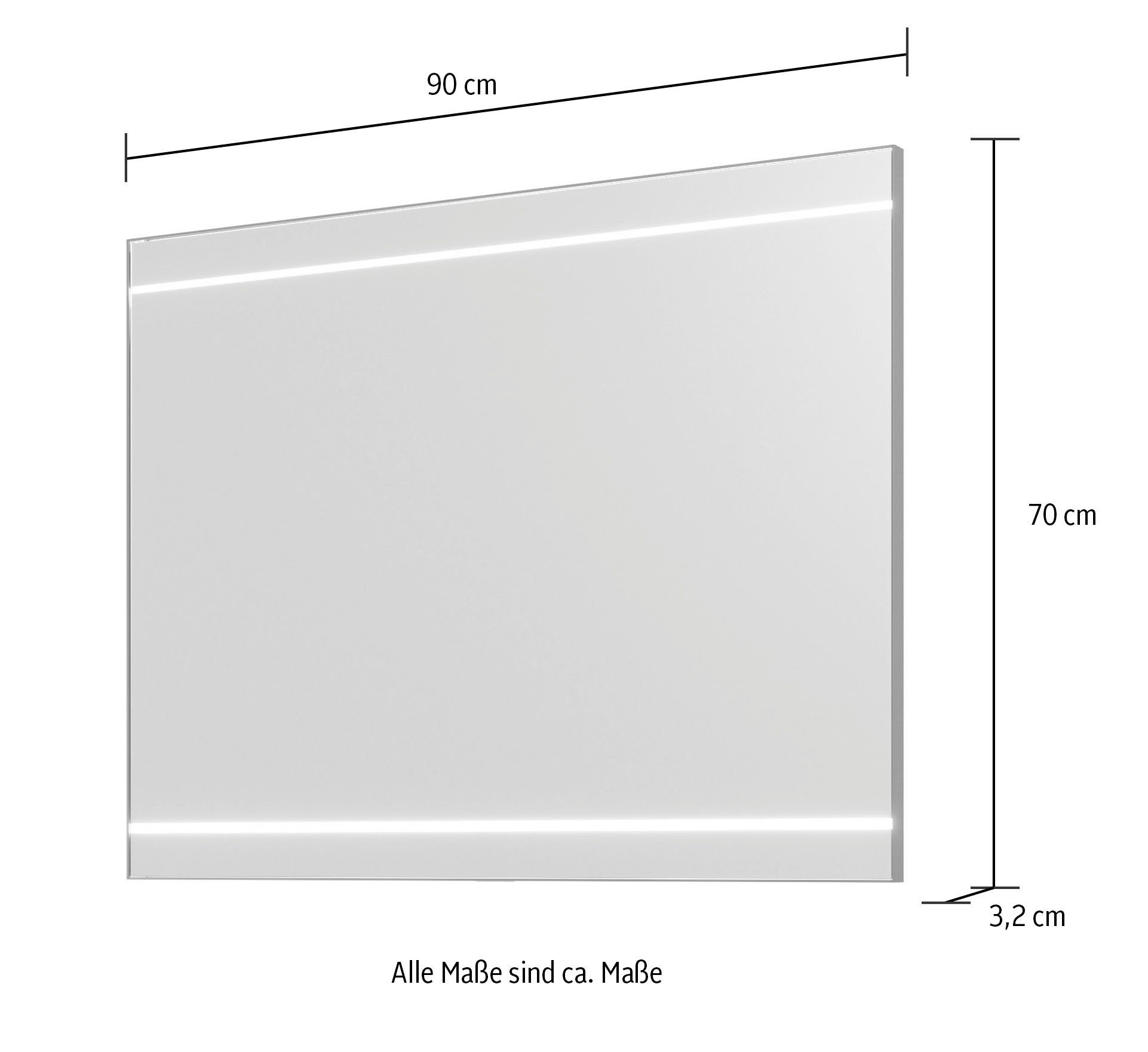Saphir Badmöbel-Set Balto 2-teilig Mineralmarmor-Waschtisch mit LED-Spiegel, Waschplatz, (2-St), 92 cm breit, mit 2 Schubladen, Badschrank inkl. Schubladendämpfer