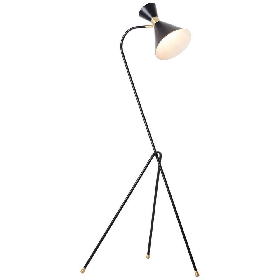 Brilliant Stehlampe Jervis, Jervis Standleuchte 1flg schwarz matt/messing  gebürstet 1x A60, E27