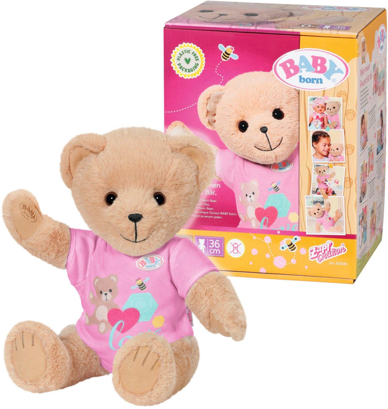 Baby Born Kuscheltier Bär, pink, inklusive Strampler | Kuscheltiere