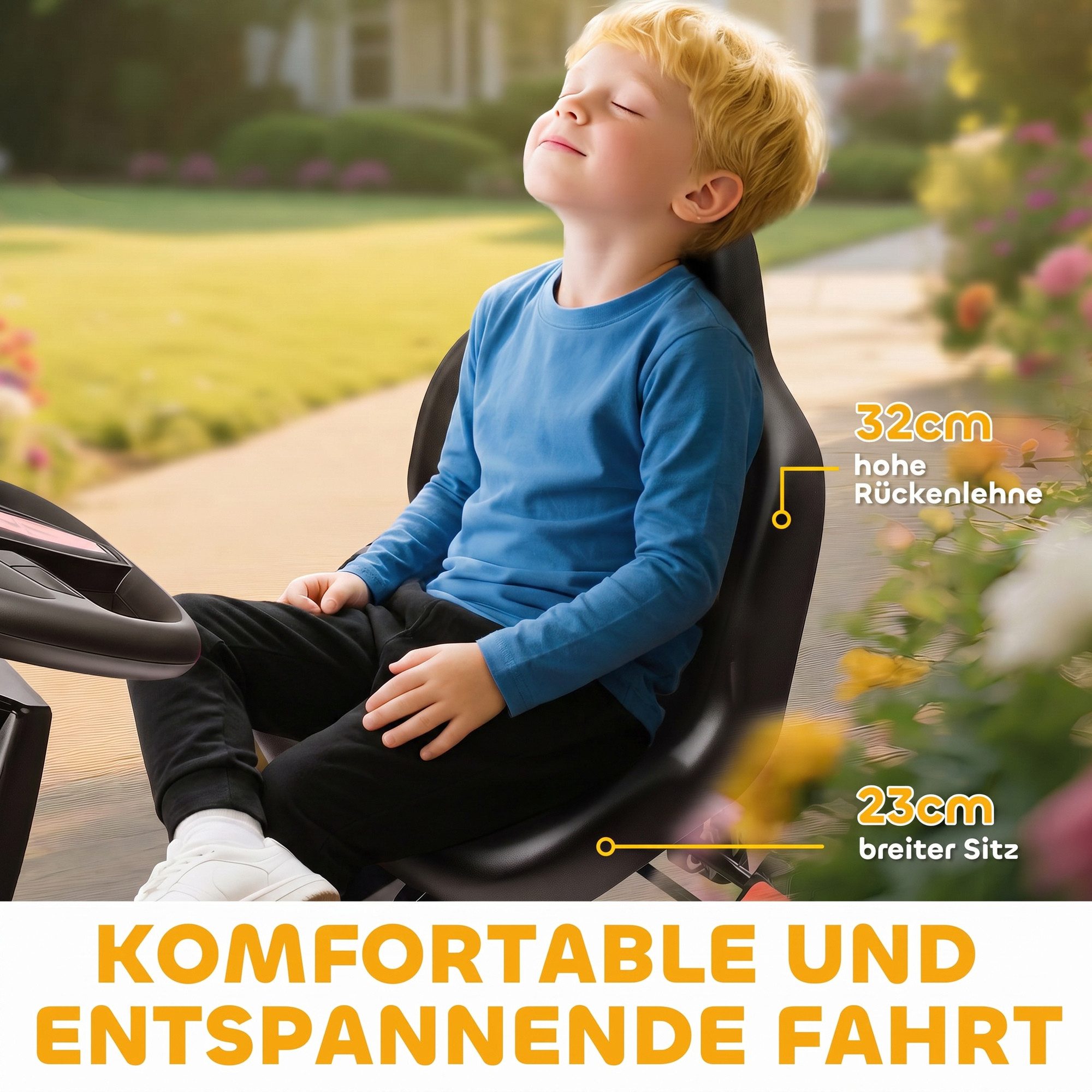 AIYAPLAY Go-Kart Tretauto mit Handbremse, Vor- und Rückwärtsgang, Tretfahrzeug, für Kinder 3-6 Jahren Rot – Bild 5 von 5