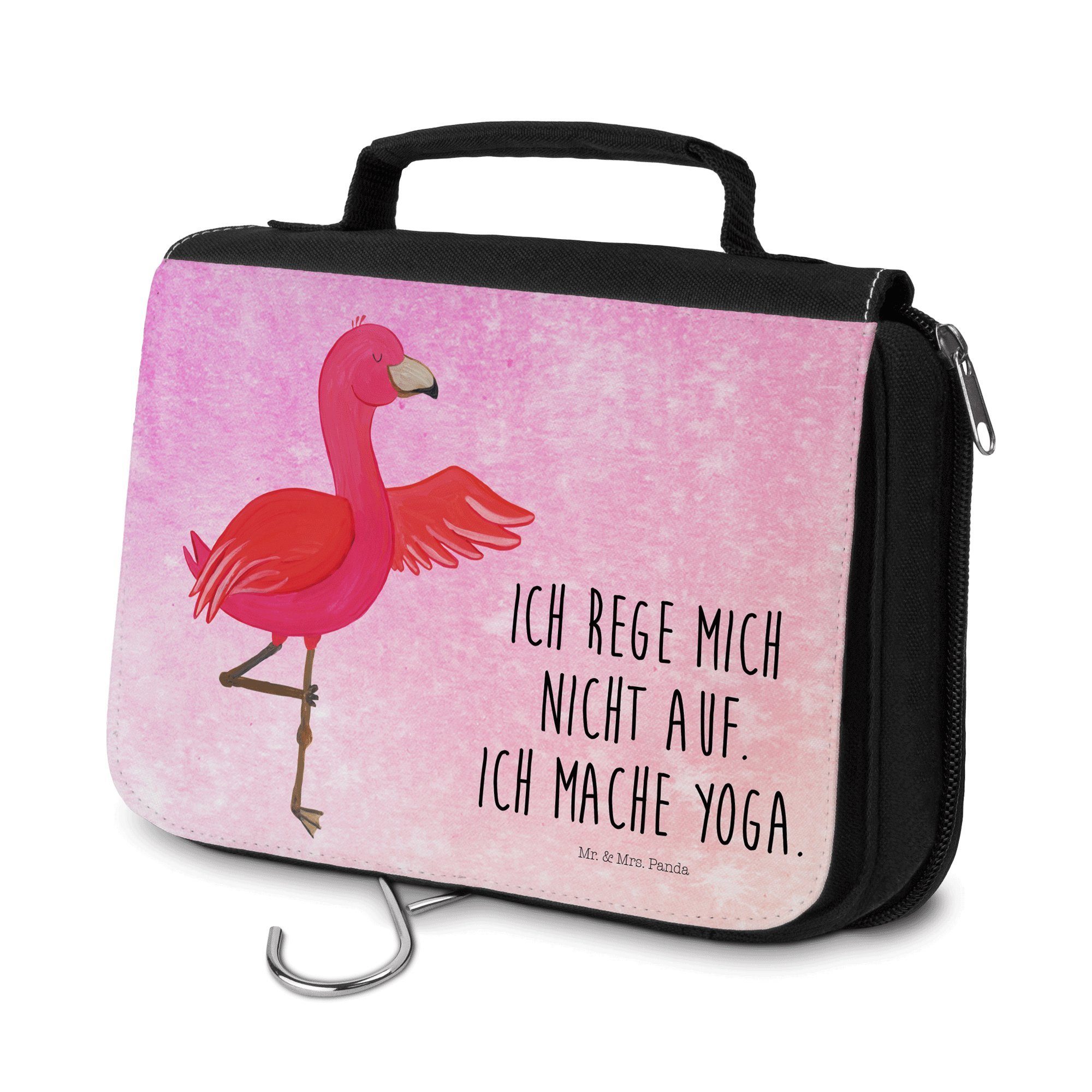 Mr. & Mrs. Panda Kulturbeutel Flamingo Yoga - Aquarell Pink - Geschenk, Herren, Schminkutensil, Yog (1-tlg)