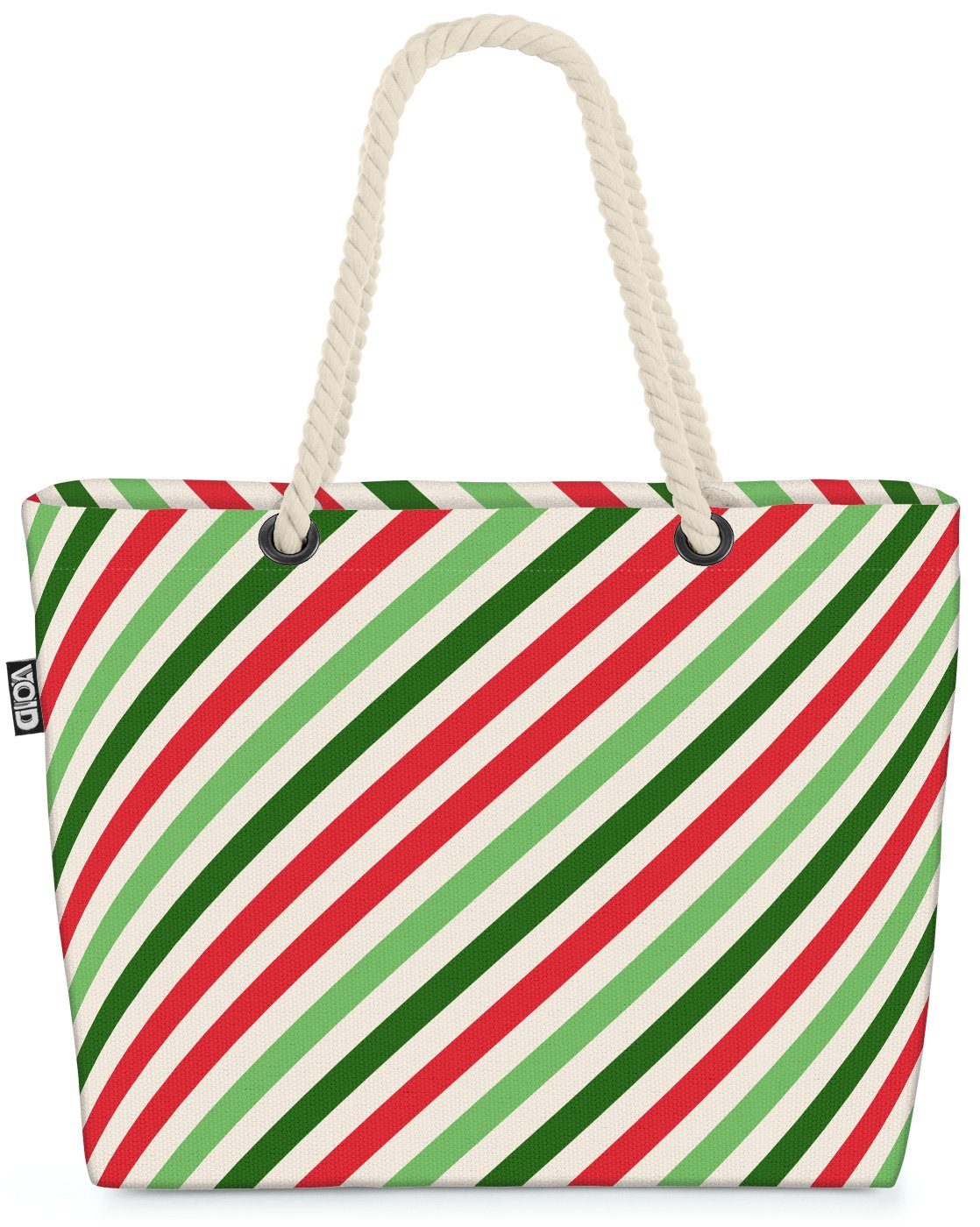 VOID Strandtasche (1-tlg), Weihnachten Streifen Muster Beach Bag Dekoration Deko Muster Winter Weihnachten