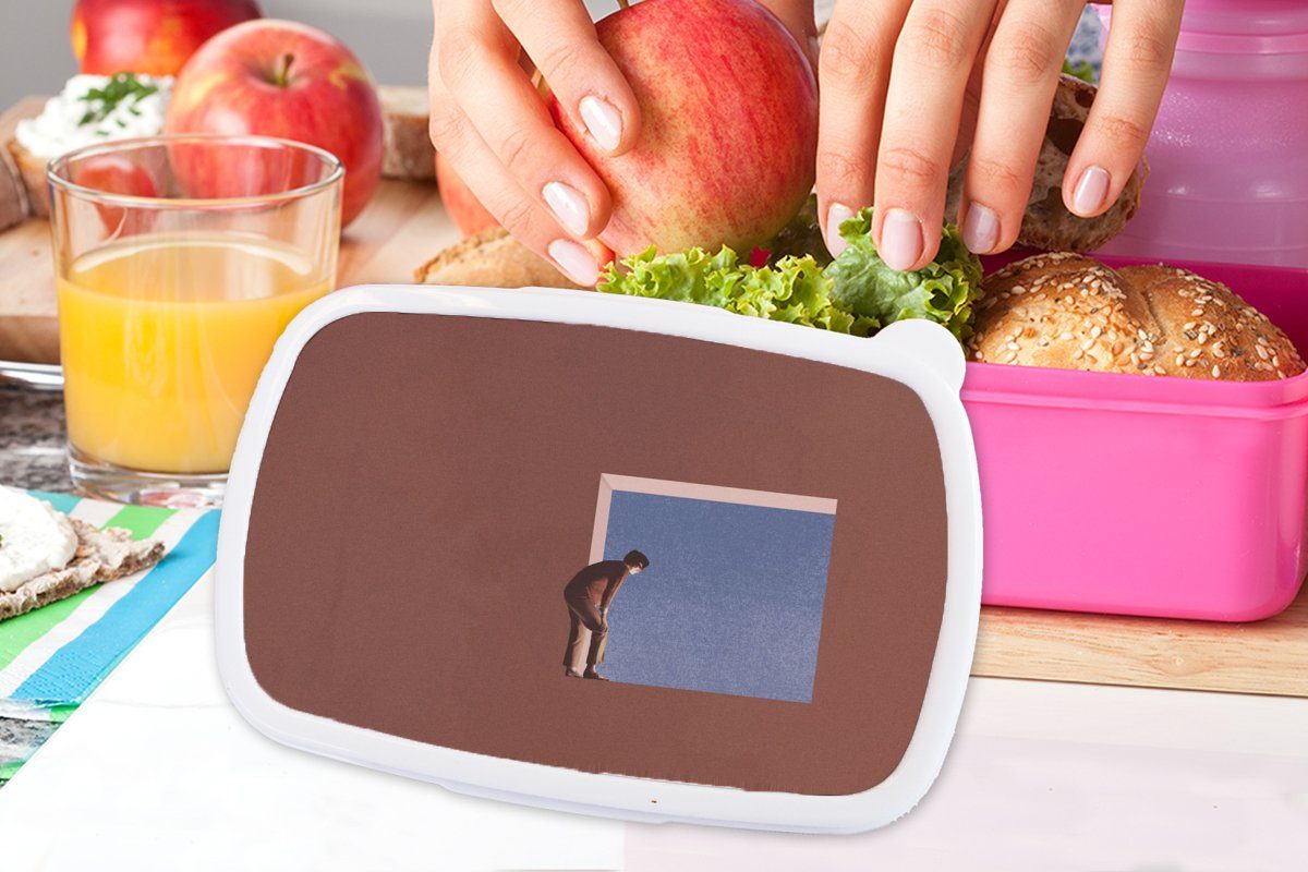 Brotdose - Design, Erwachsene, Mensch Snackbox, - Kunststoff, rosa Mädchen, (2-tlg), Jahrgang Brotbox für Kinder, MuchoWow Kunststoff Lunchbox