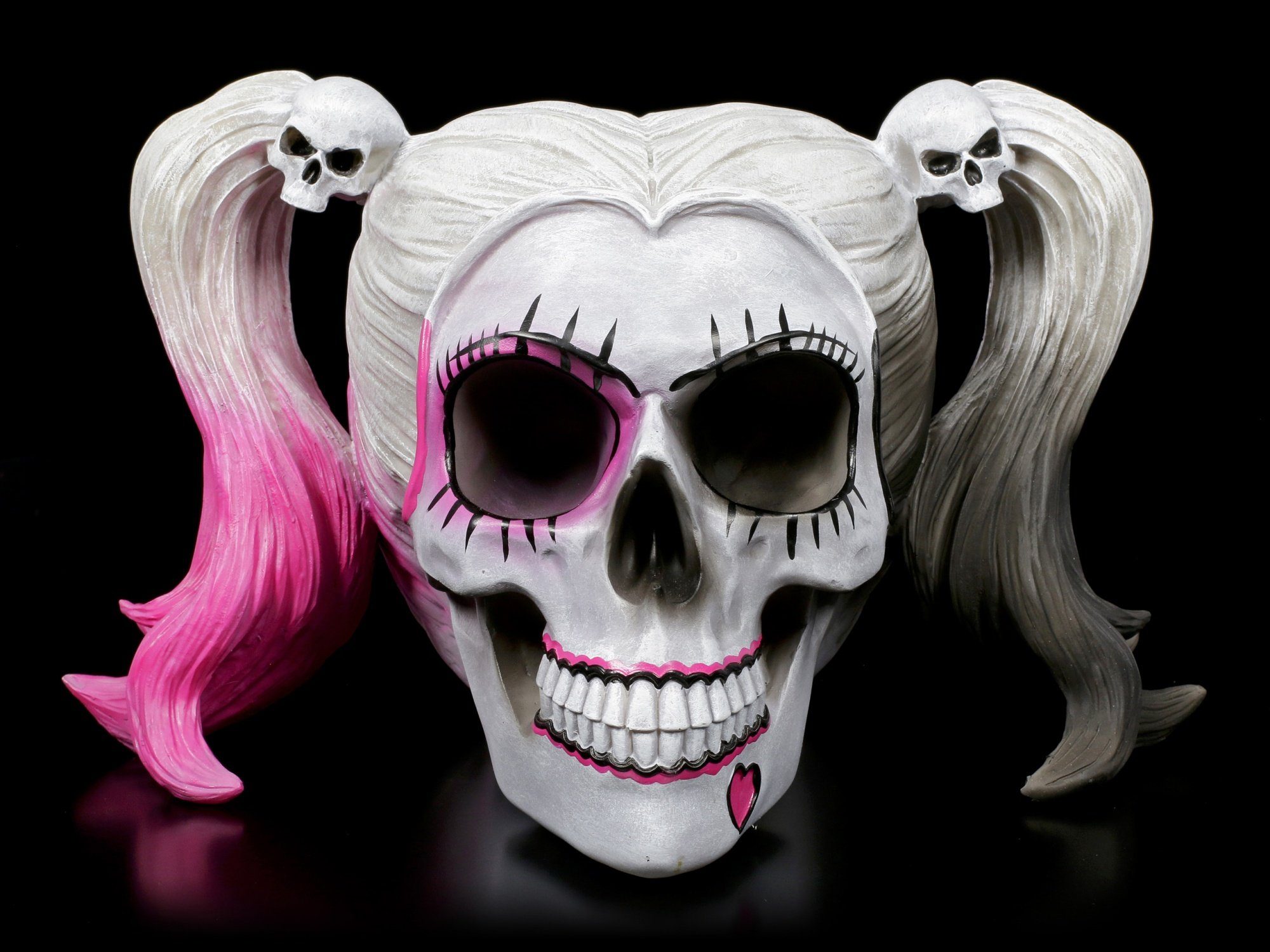 Figuren Shop GmbH Dekofigur Totenkopf Deko Gothic Halloween Harlequin - - Little Monster