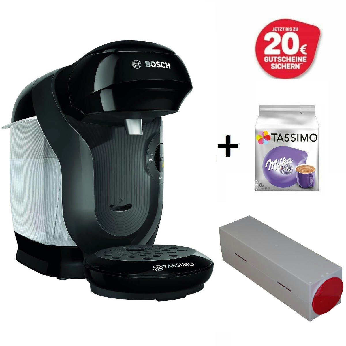 TASSIMO Kapselmaschine Bosch TASSIMO Style Black Kapselmaschine + 20 ...