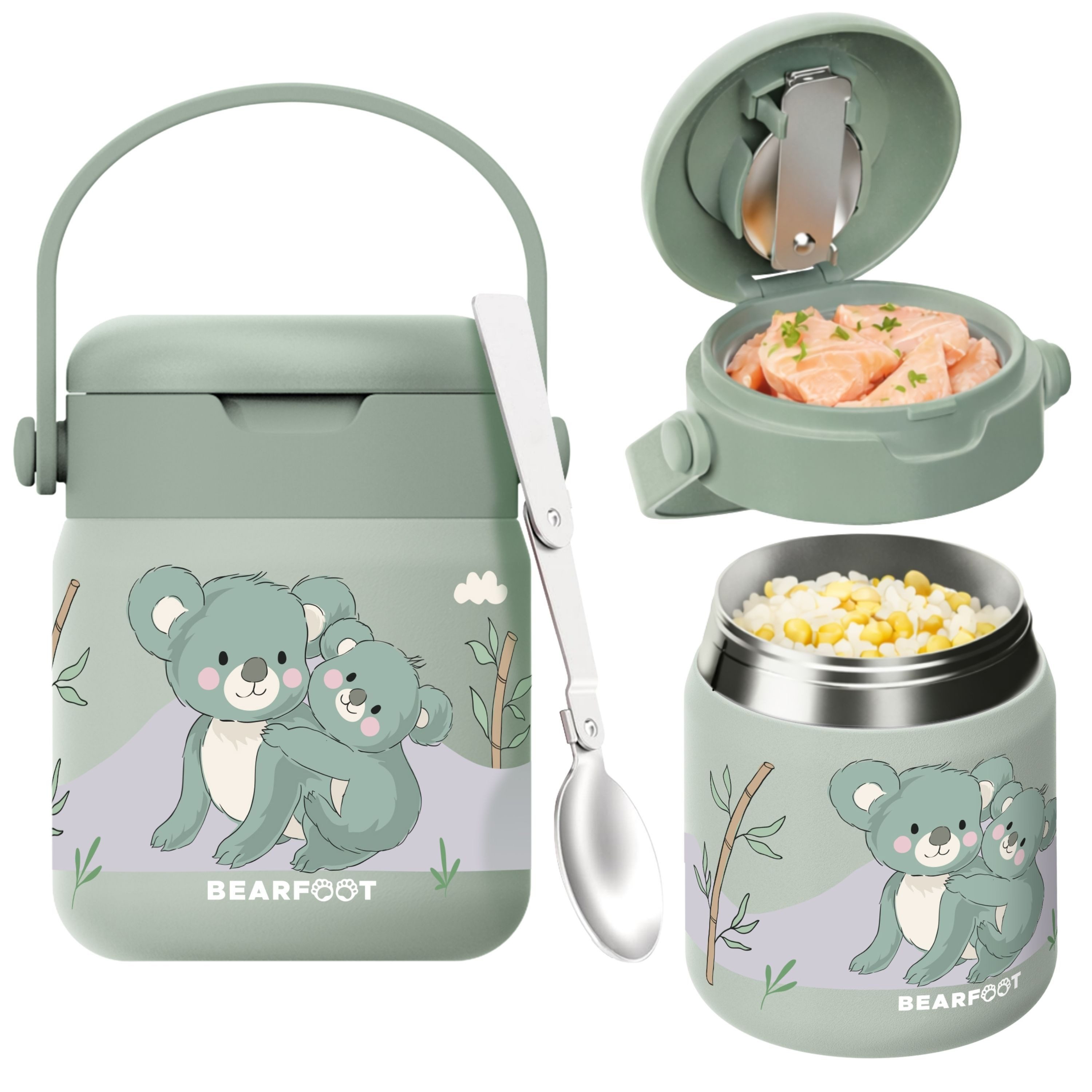 BEARFOOT Trinkflasche Thermobehälter Kinder Edelstahl - Koala Sabei, Thermobehälter, auslaufsicher, Edelstahl, Food jar, BPA-frei