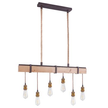 etc-shop LED Pendelleuchte, Leuchtmittel inklusive, Warmweiß, Vintage Decken Pendel Lampe rost Ess Zimmer Holz Balken