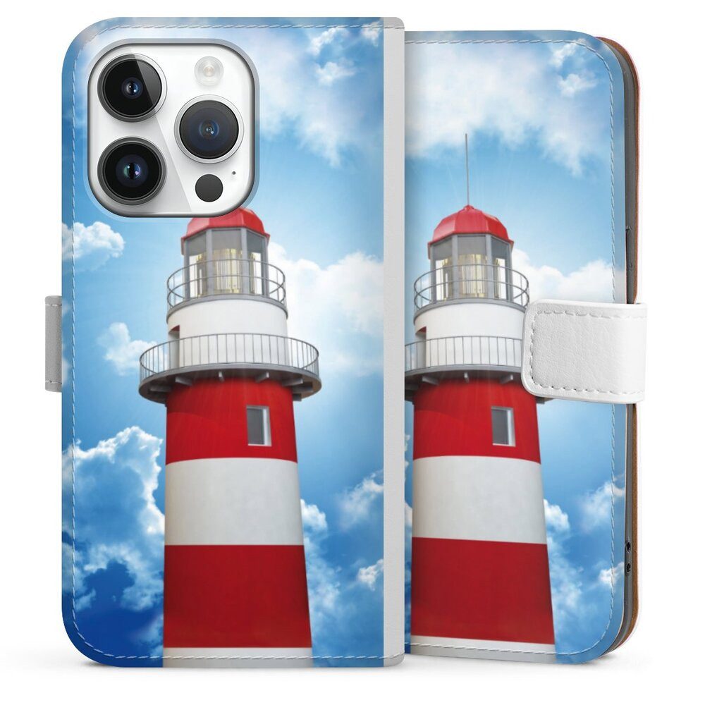 DeinDesign Handyhülle Leuchtturm Wolke Himmel Leuchtturm, Apple iPhone 14 Pro Hülle Handy Flip Case Wallet Cover