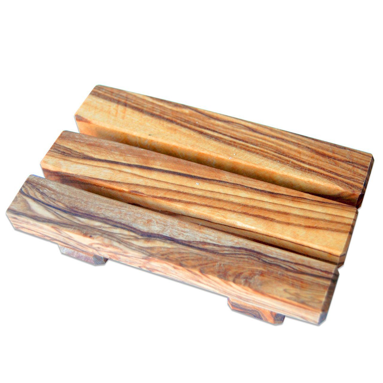 Olivenholz-erleben Seifenablage aus echtem Olivenholz als Palette, ca. L 11,5 cm x B 7,5 cm x H 2 cm, Breite: 11,5 cm, 1-St., Pallettenform für schnelles Abtrop – Bild 2 von 2