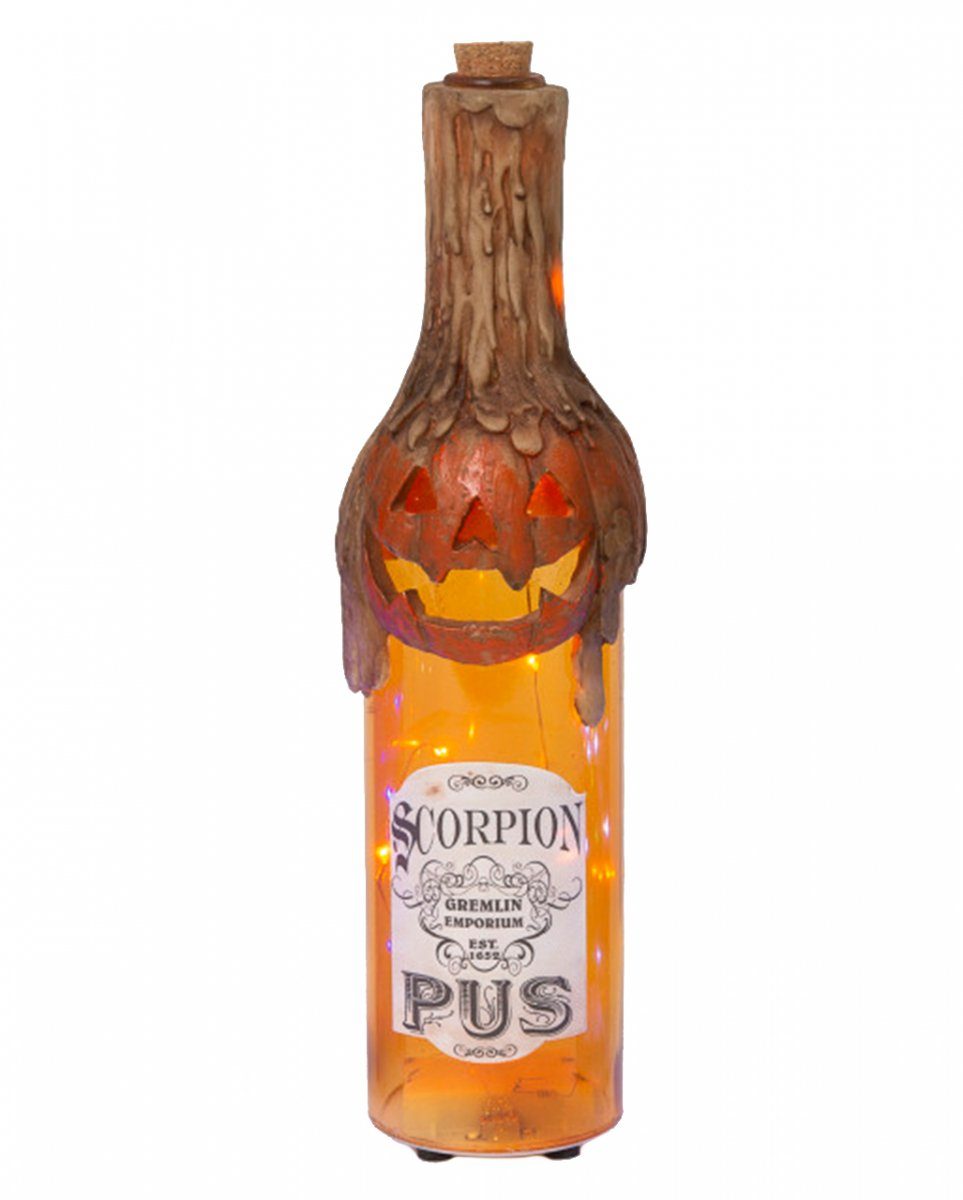 Horror-Shop Dekofigur Leuchtende Glas Giftflasche Scorpion Pus für Hallo