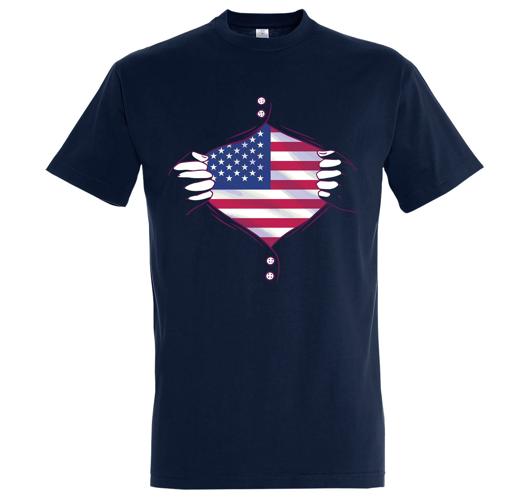 Youth Designz T-Shirt USA Flagge Herz Herren Shirt mit trendigem Frontprint Navyblau | T-Shirts