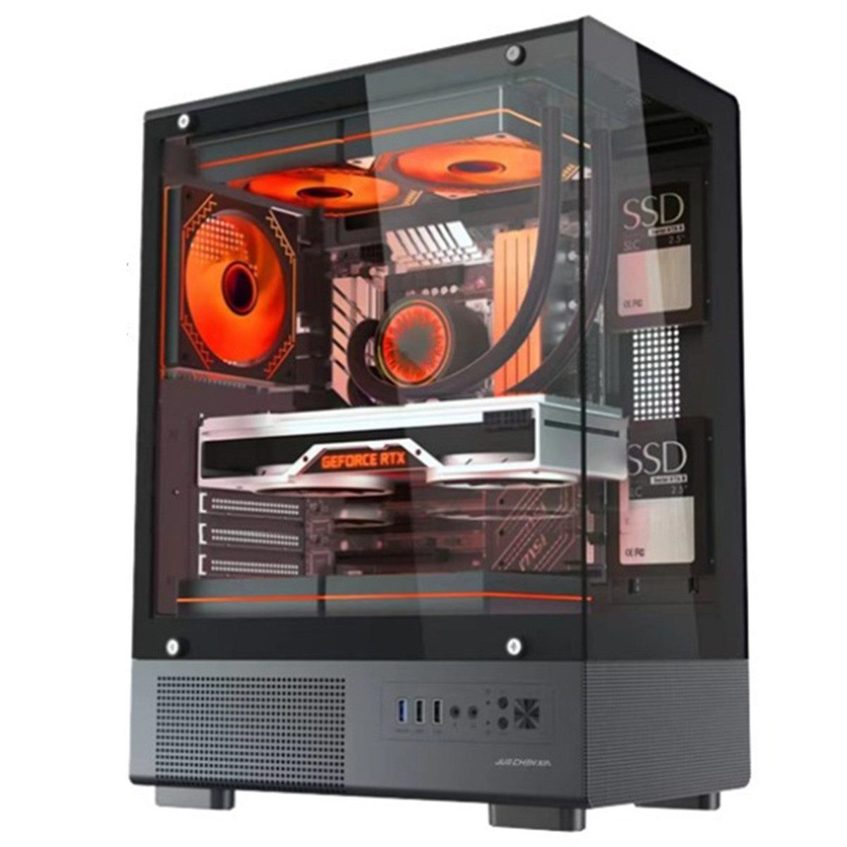 Insma PC-Gehäuse E-ATX ATX Gaming-Gehäuse Tower-Gehäuse, (mit ARGB 3 Lüfter, 320mm GPU und 280mm Radiator kompatibel), 1 × USB 3,0, 2× USB 2,0 Full Tower