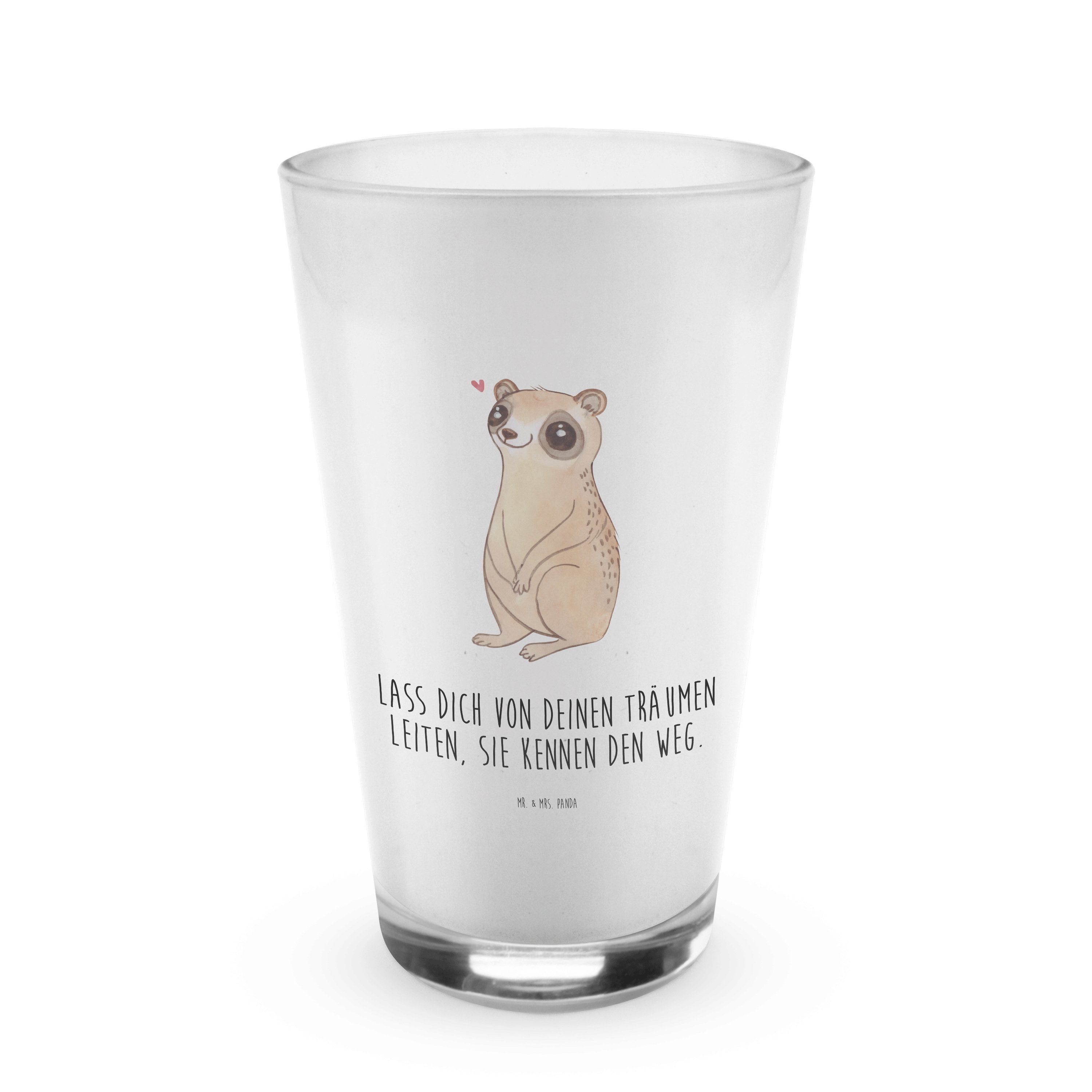 Mr. & Mrs. Panda Glas Plumplori Glücklich - Transparent - Geschenk, lustige Sprüche, Latte, Premium Glas