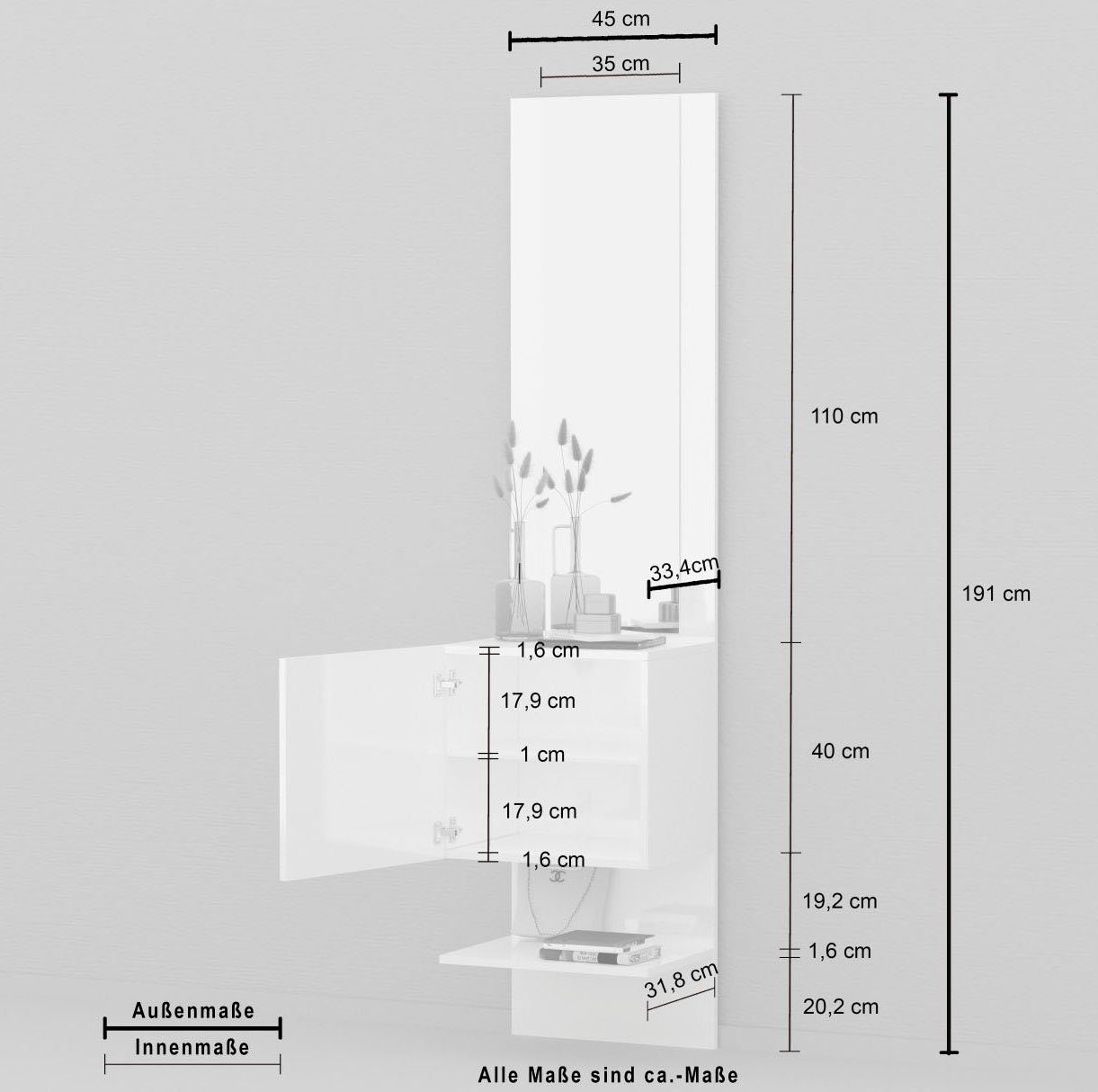 Höhe Tecnos Kompakt (1-St) 190 cm ca, Schuhschrank