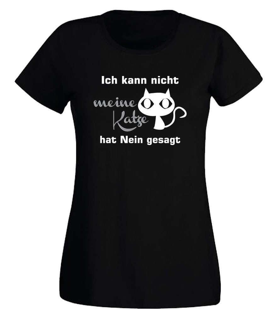 G-graphics T-Shirt Ich kann nicht, meine Katze hat Nein gesagt Slim-fit Dam günstig online kaufen