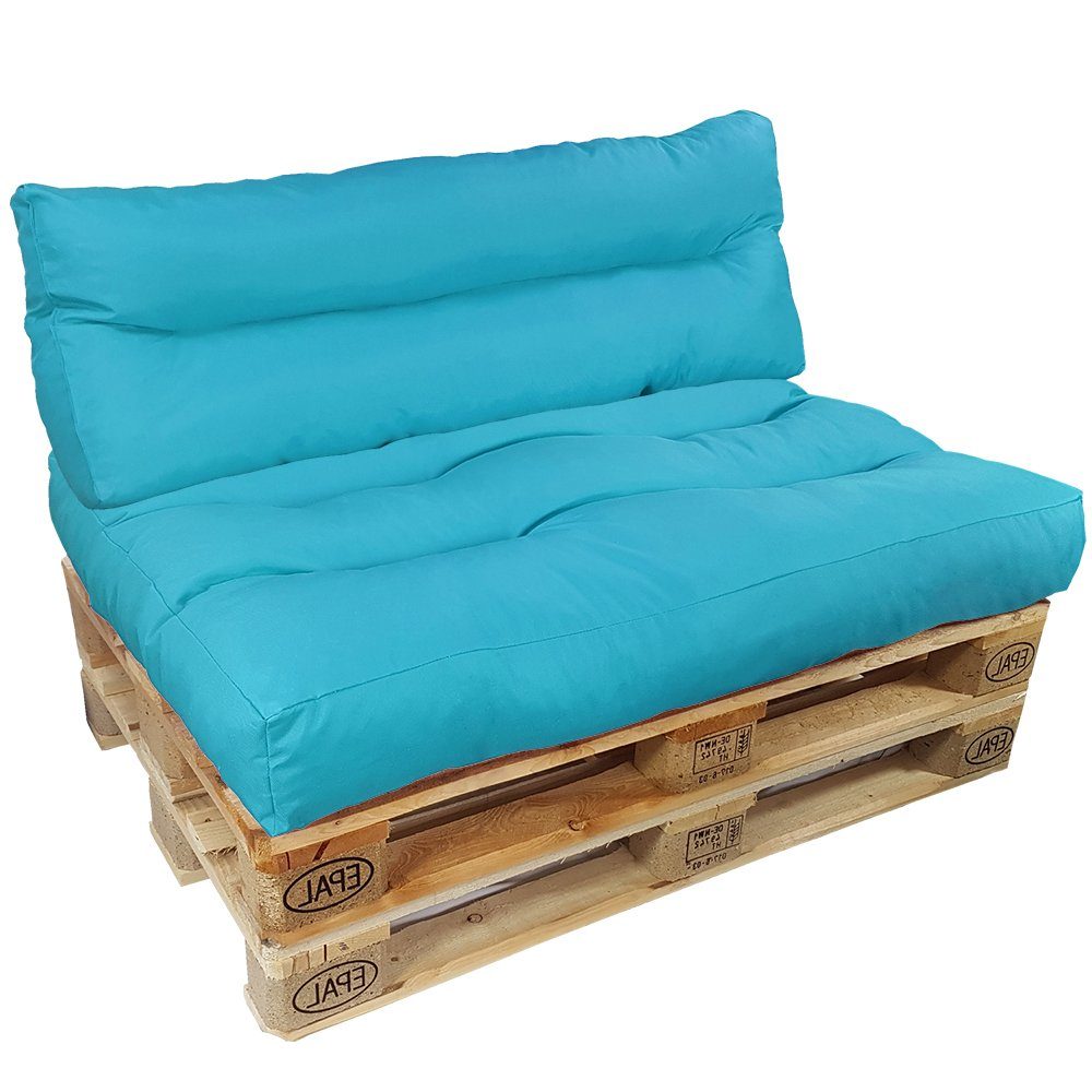 NYVI Palettenkissen Palettenkissen Set SunLounge Euro Paletten Sitzkissen & Rückenlehne, Wasserabweisende Palettenauflage, UV-fest - Auflage für Europaletten