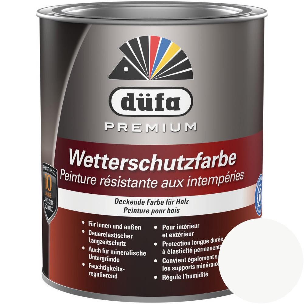 düfa Wetterschutzfarbe Premium Dauerschutzfarbe 2,5 l Holzfarbe Holzlack verschiedene Farben, Langzeitschutz und hoch witterungsbeständig