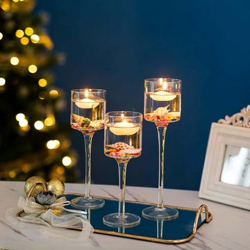 Coonoor Kerzenständer 3 Stück Teelichthalter Glas - Elegante Kerzenständer Hohe (3 St)