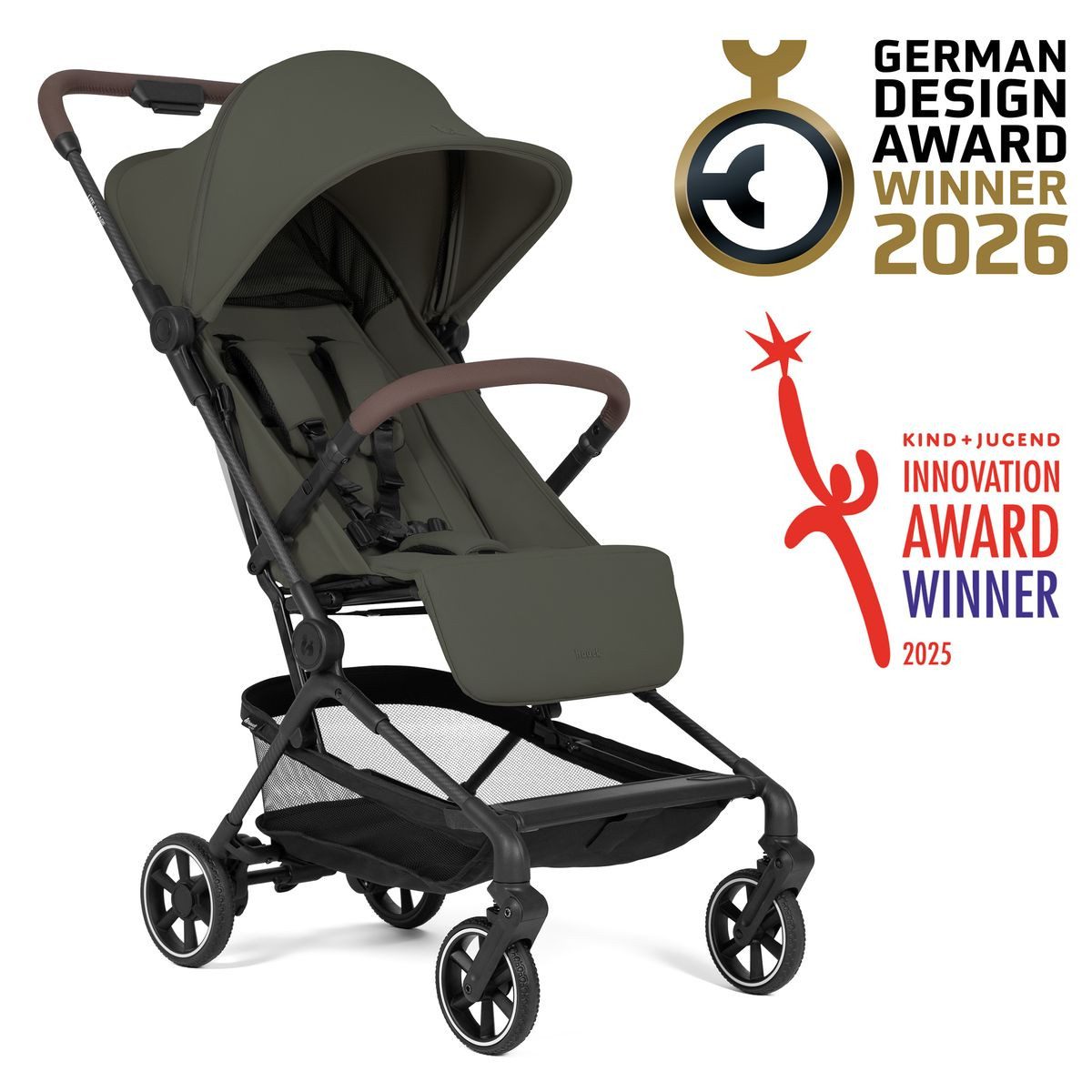 Hauck Kinder-Buggy Lite N Care - Olive, leichter Sportwagen Reisebuggy faltbar mit Liegefunktion bis 22 kg