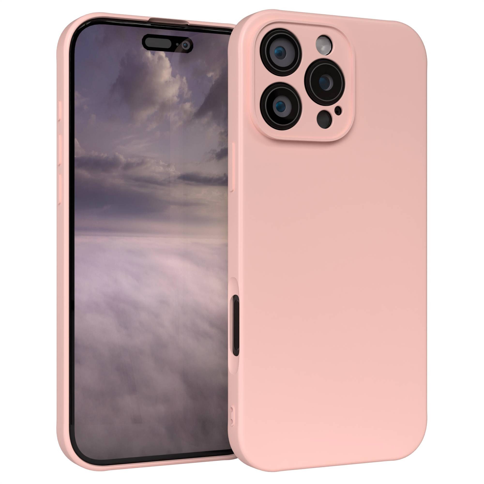 EAZY CASE Handyhülle für Apple iPhone 16 Pro Max Hülle Silikon 6,9 Zoll, Hülle mit Kameraschutz Bumper Case Silikonschutzhülle Rosa / Altrosa